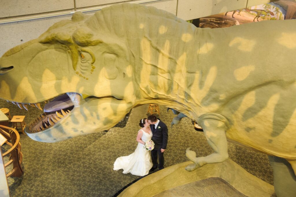 Museum of Science Boston wedding dinosaur