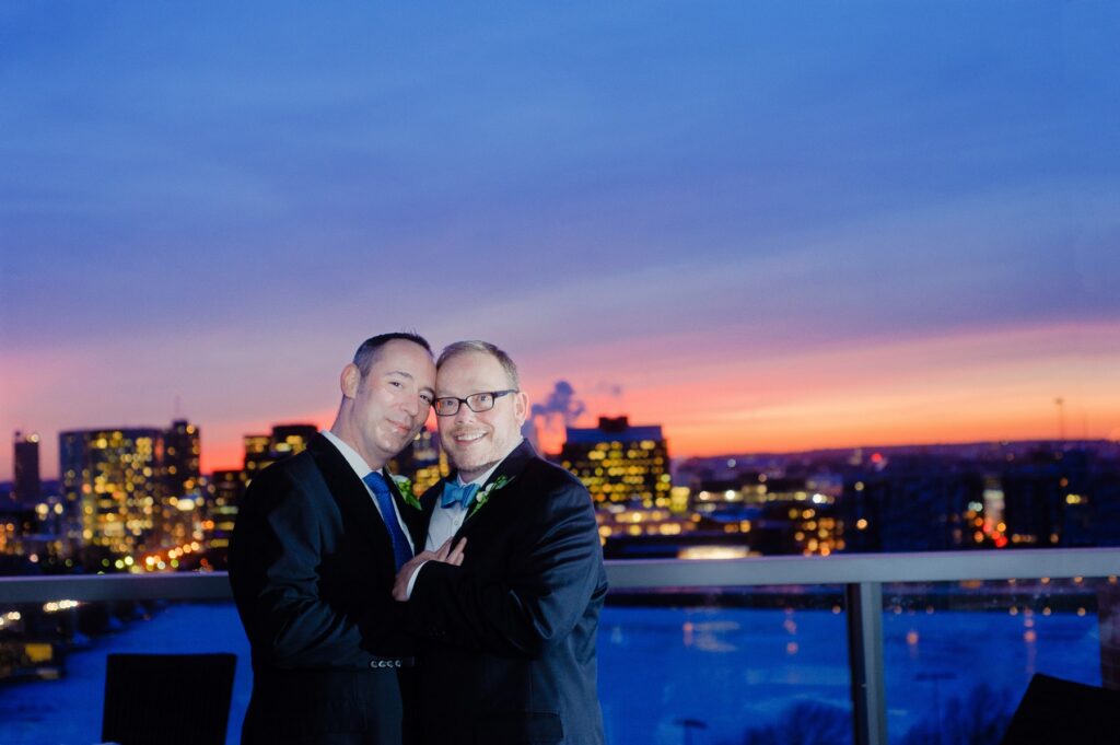 same sex LGBT gay wedding sunset