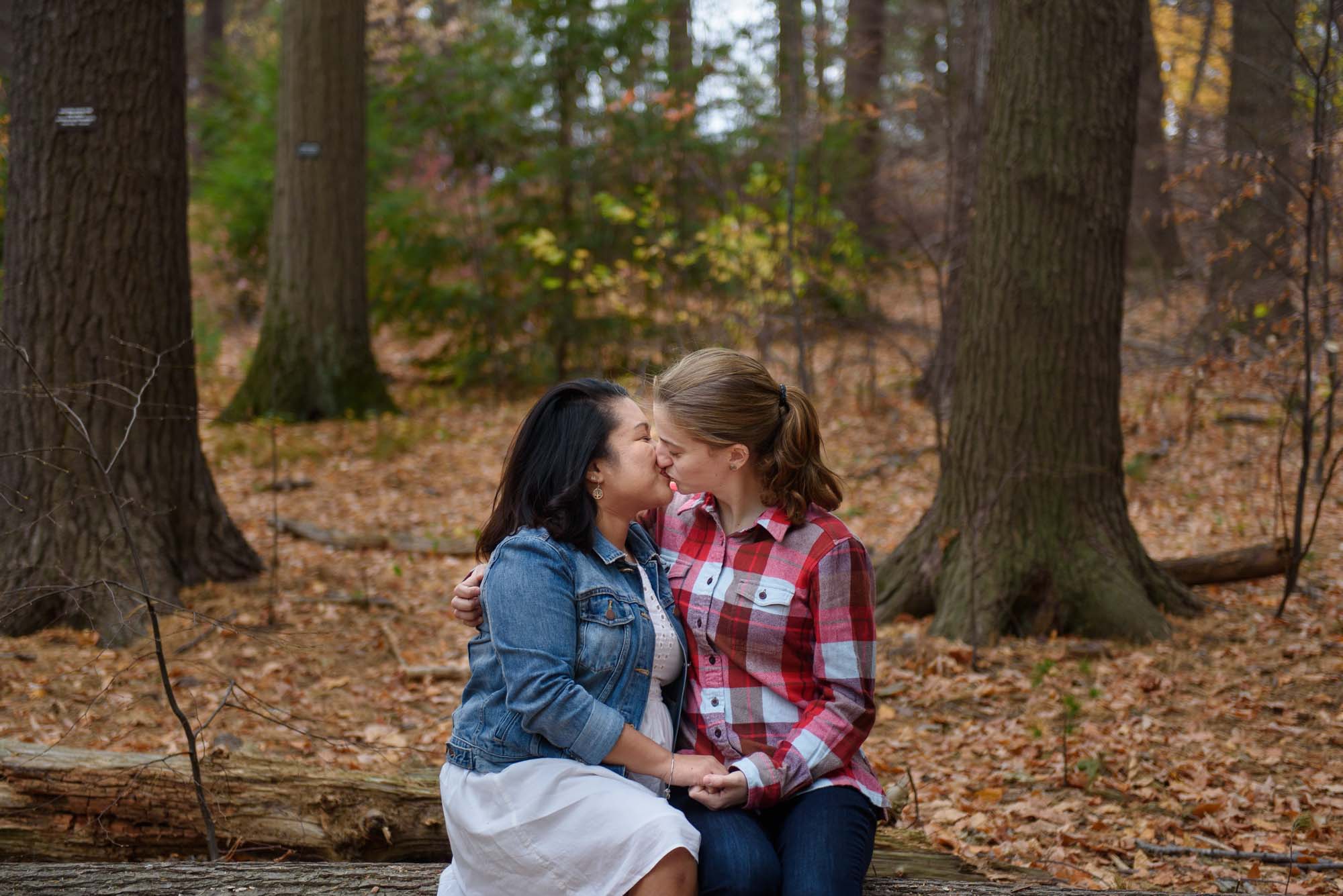 Arnold Aboretum Lesbian Engagement Session Queer Couple