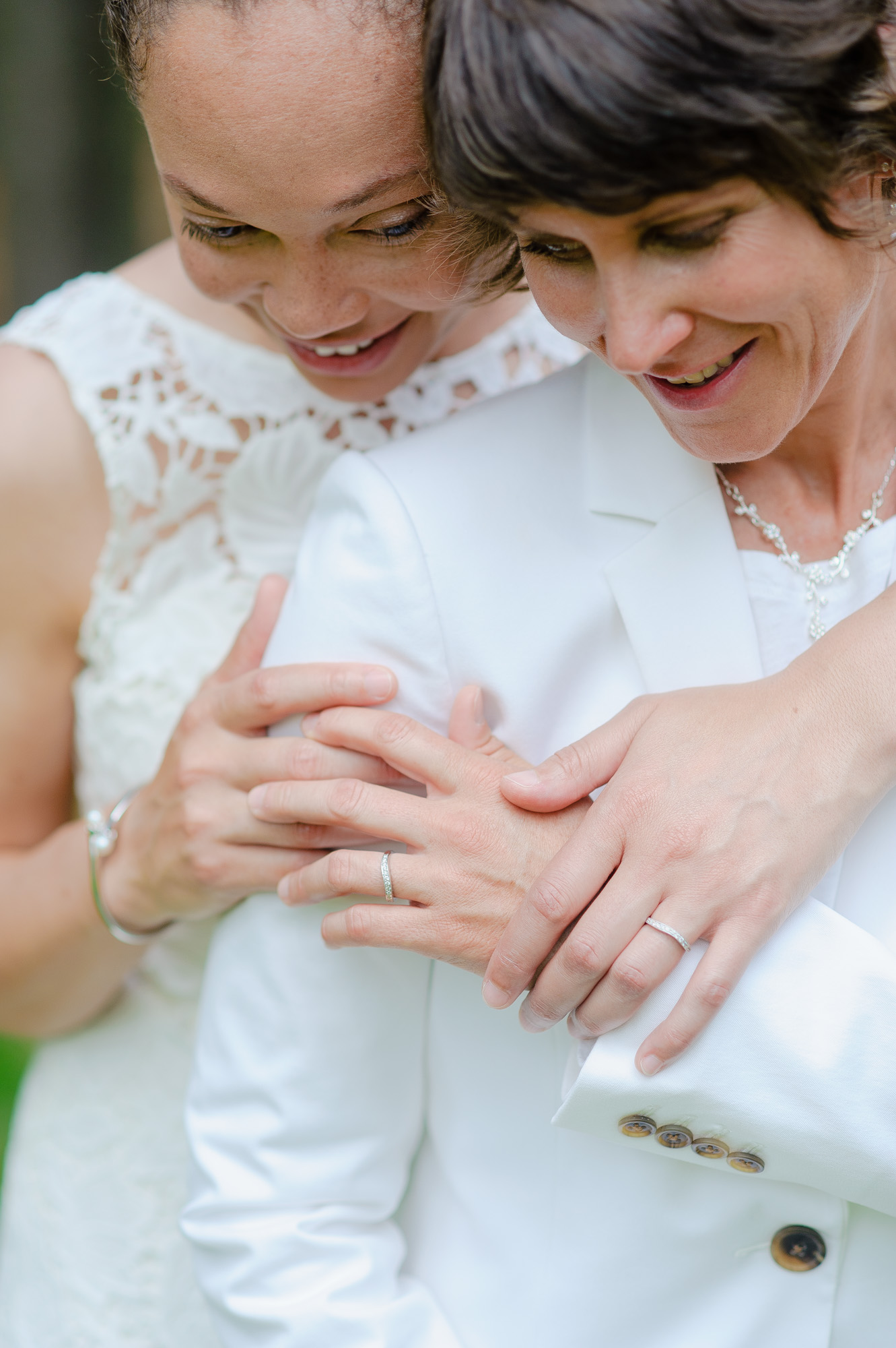 Arnold Arboretum Boston Lesbian Wedding White Suit Dress