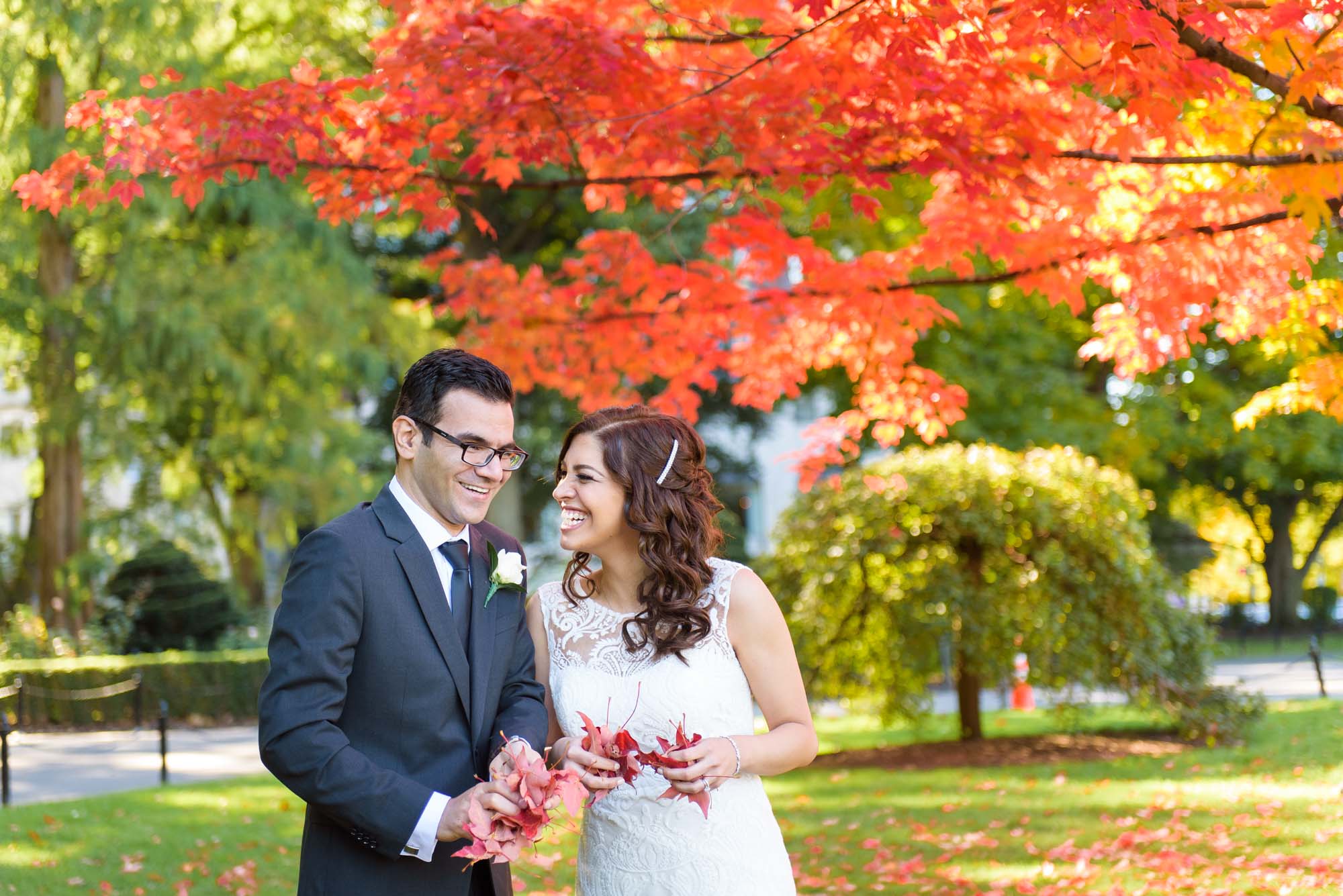 Boston Common Public Garden Fall Foliage Colorful Elopement Wedding 01