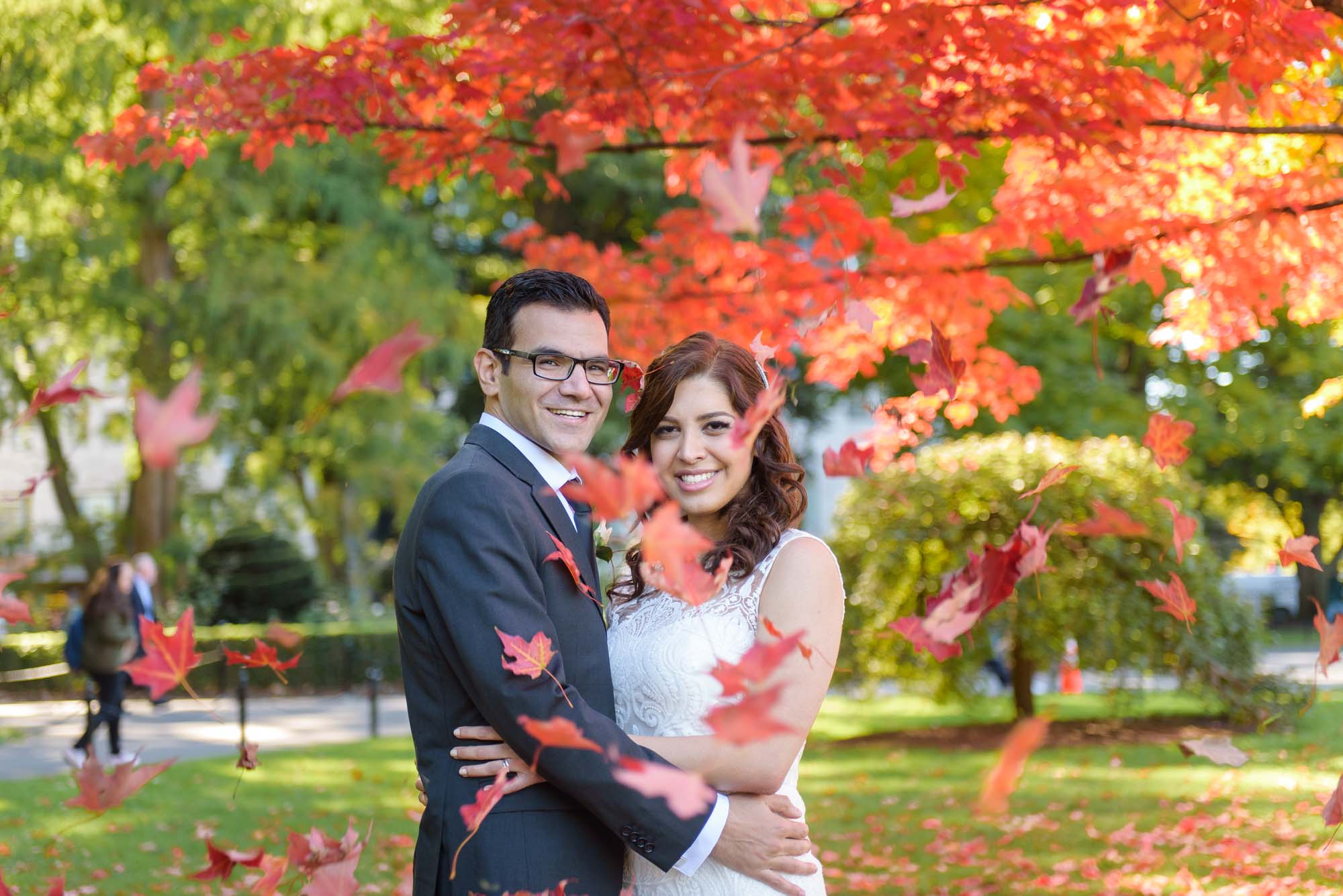 Boston Common Public Garden Fall Foliage Colorful Elopement Wedding 02