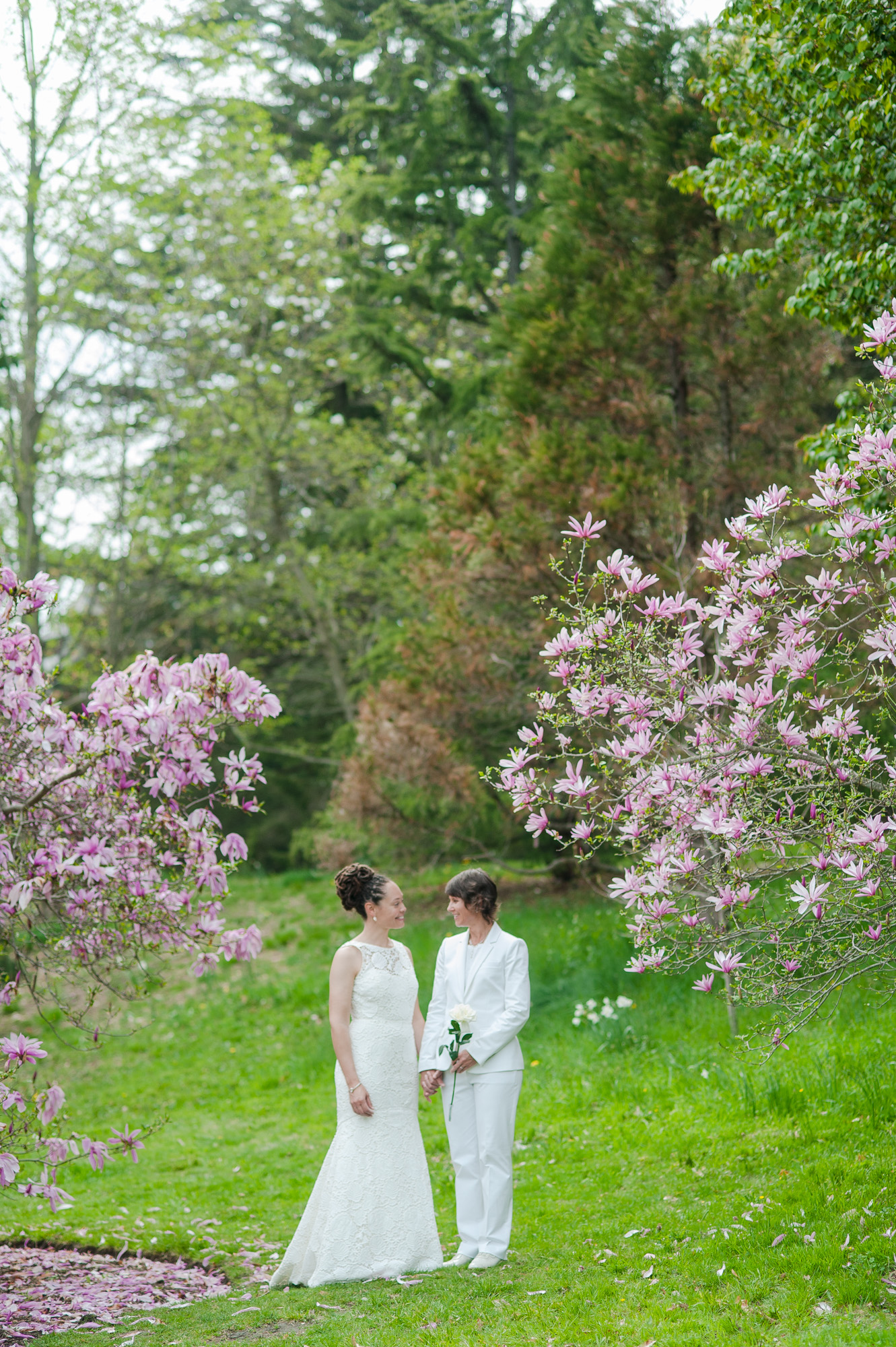 Boston Lesbian Wedding Outdoor Portrait Arnold Arboretum