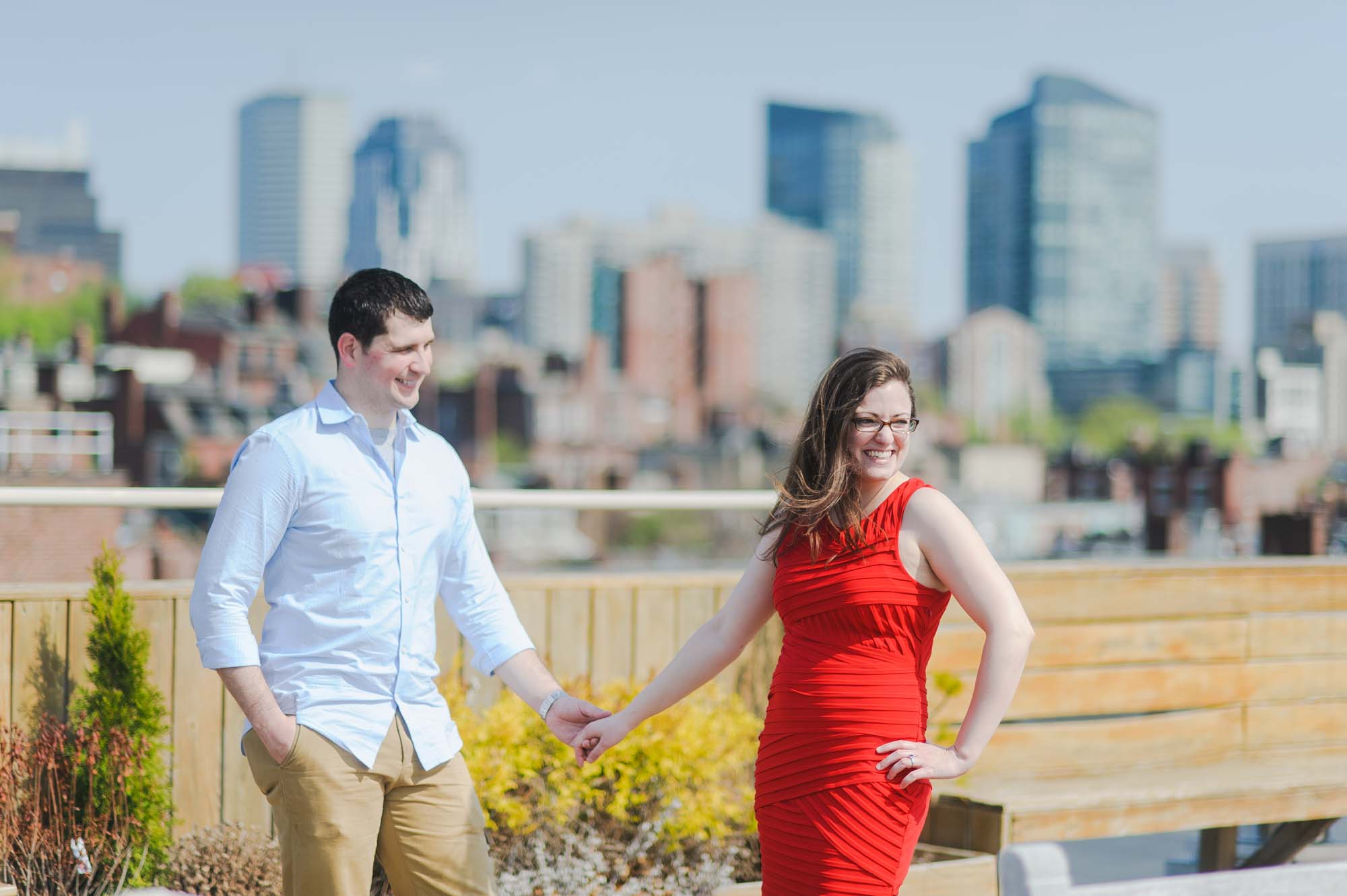 Boston Skyline Rooftop Engagement Session 2