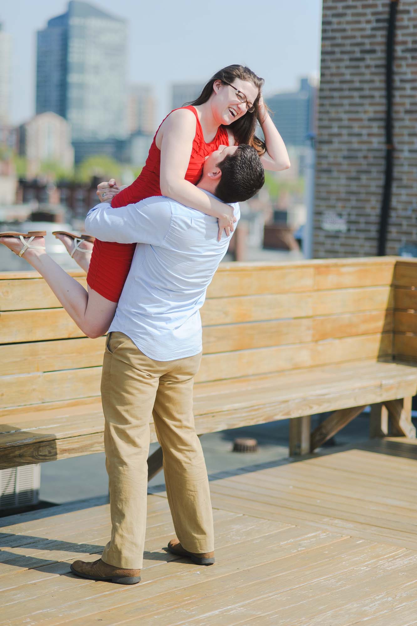 Boston Skyline Rooftop Engagement Session 3