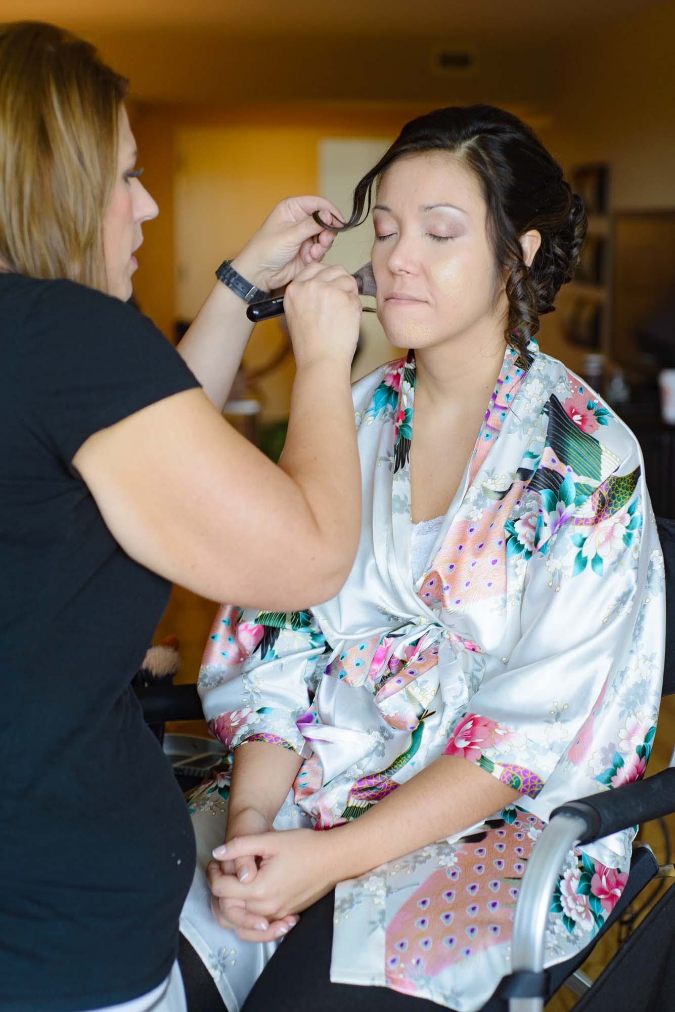 Bride Getting Ready Makeup At Lyman Estate Wedding