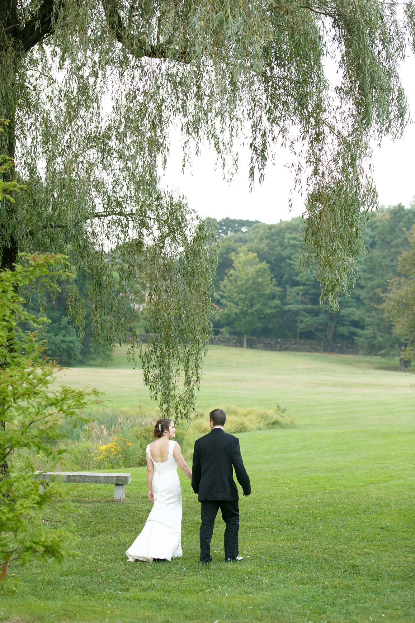Bride Groom Walking Pierce House Wedding