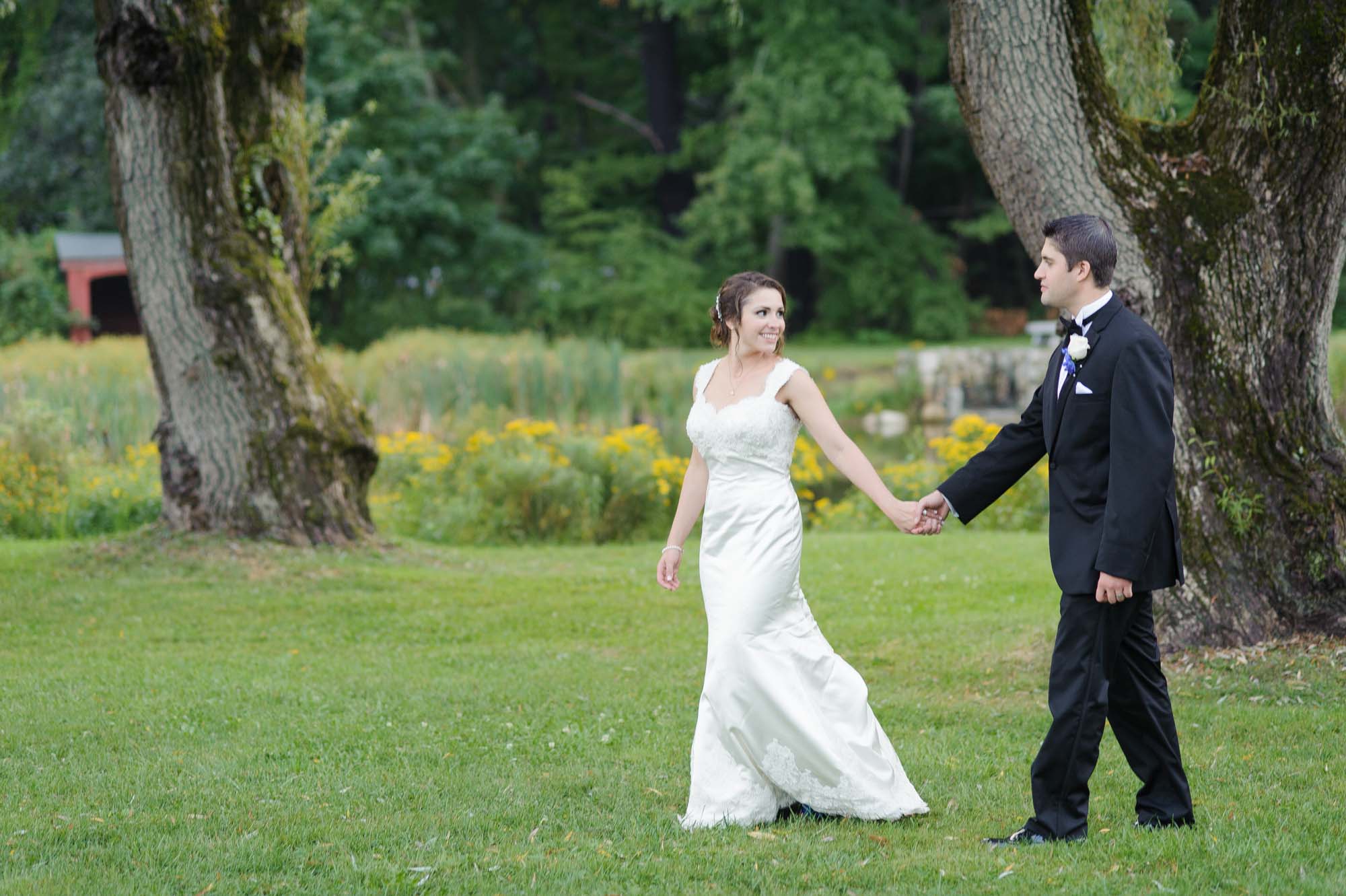Bride Groom Walking Portrait Pierce House Wedding