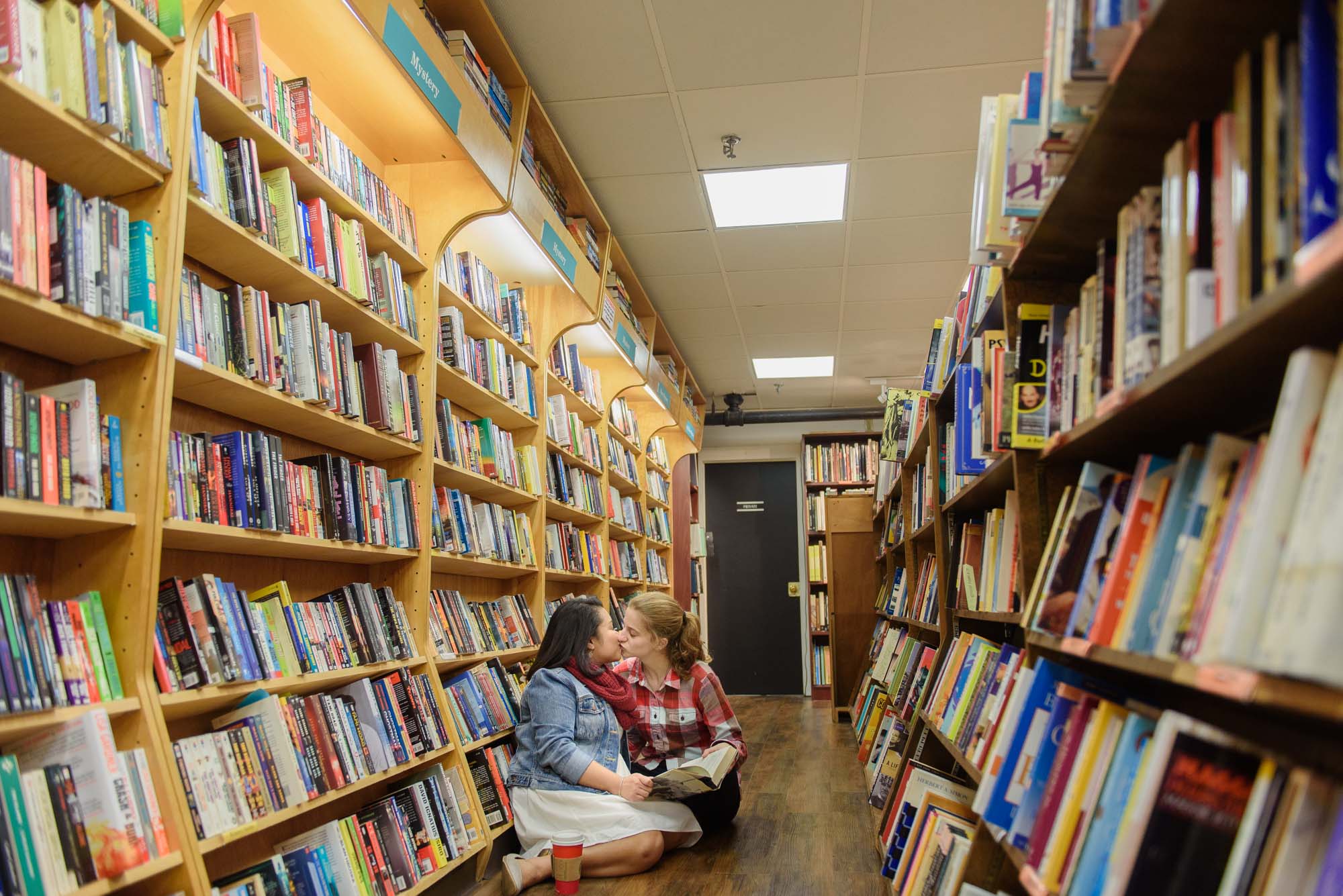 Brookline Booksmith Engagement Session LGBTQ Couple