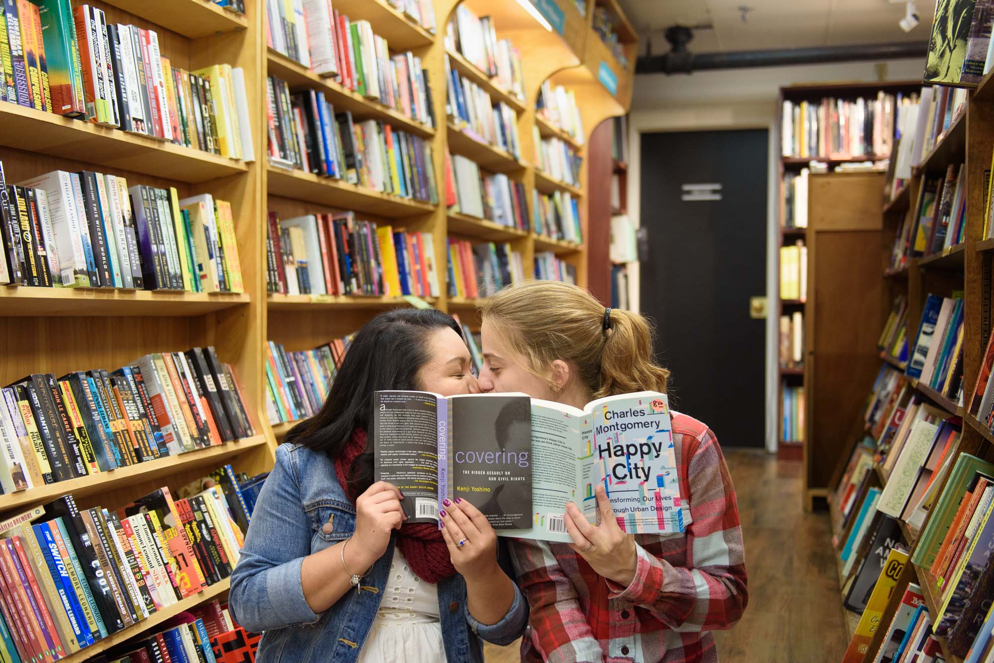 Brookline Booksmith Engagement Session LGBTQ Couple
