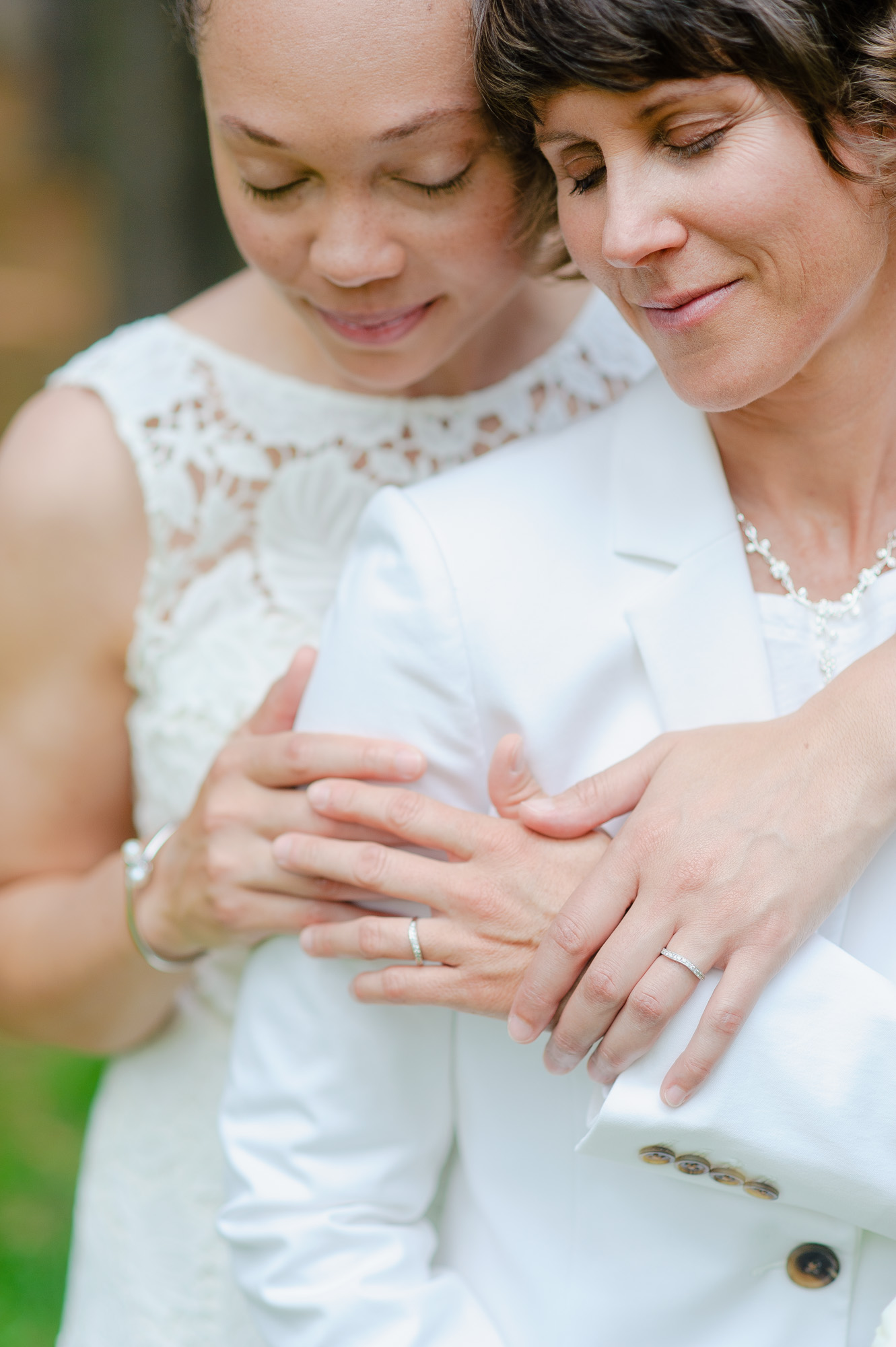 Gay Lesbian Wedding White Suit Dress Boston Arnold Arboretum