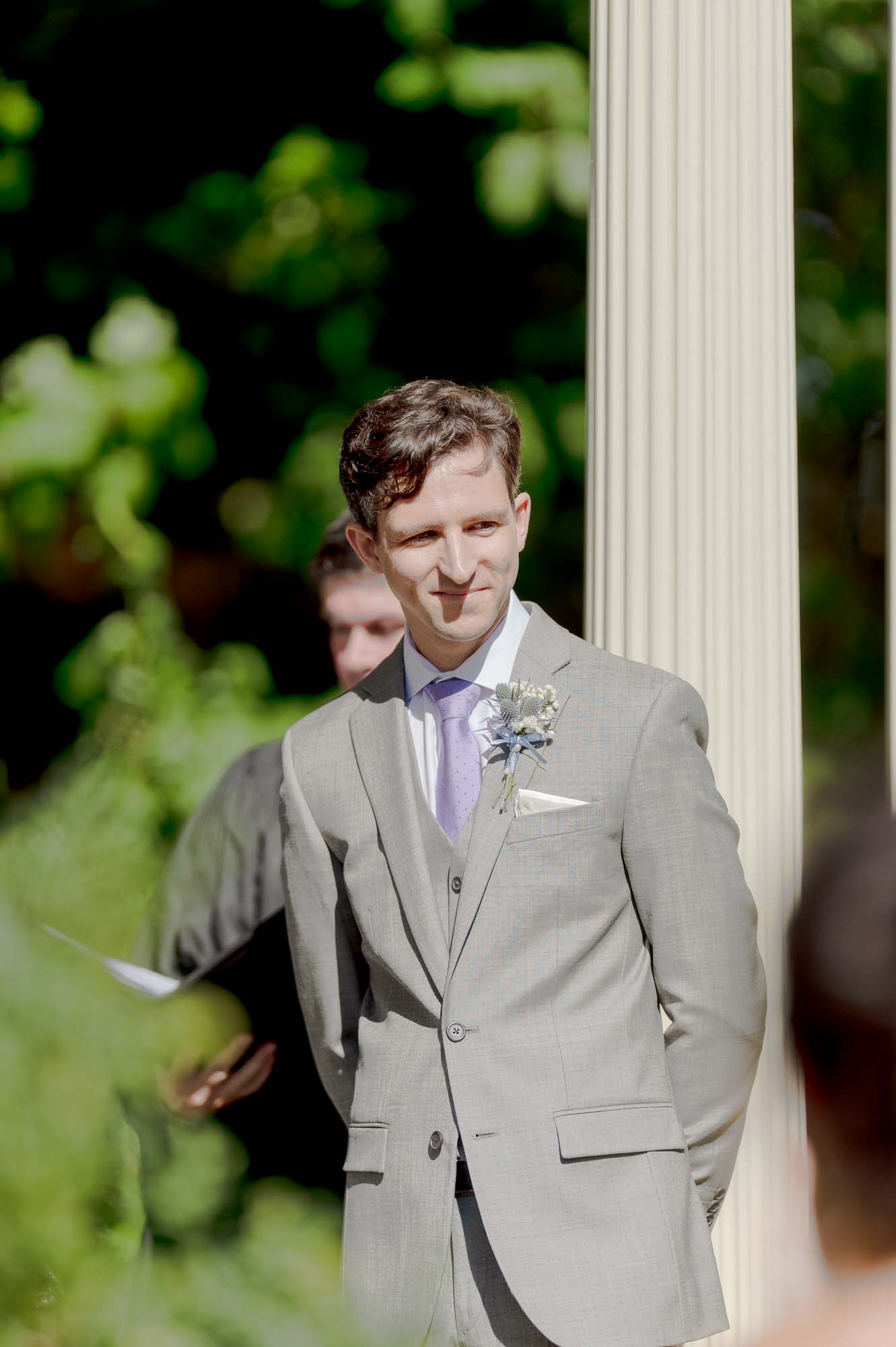 Groom At Lyman Estate Wedding Ceremony