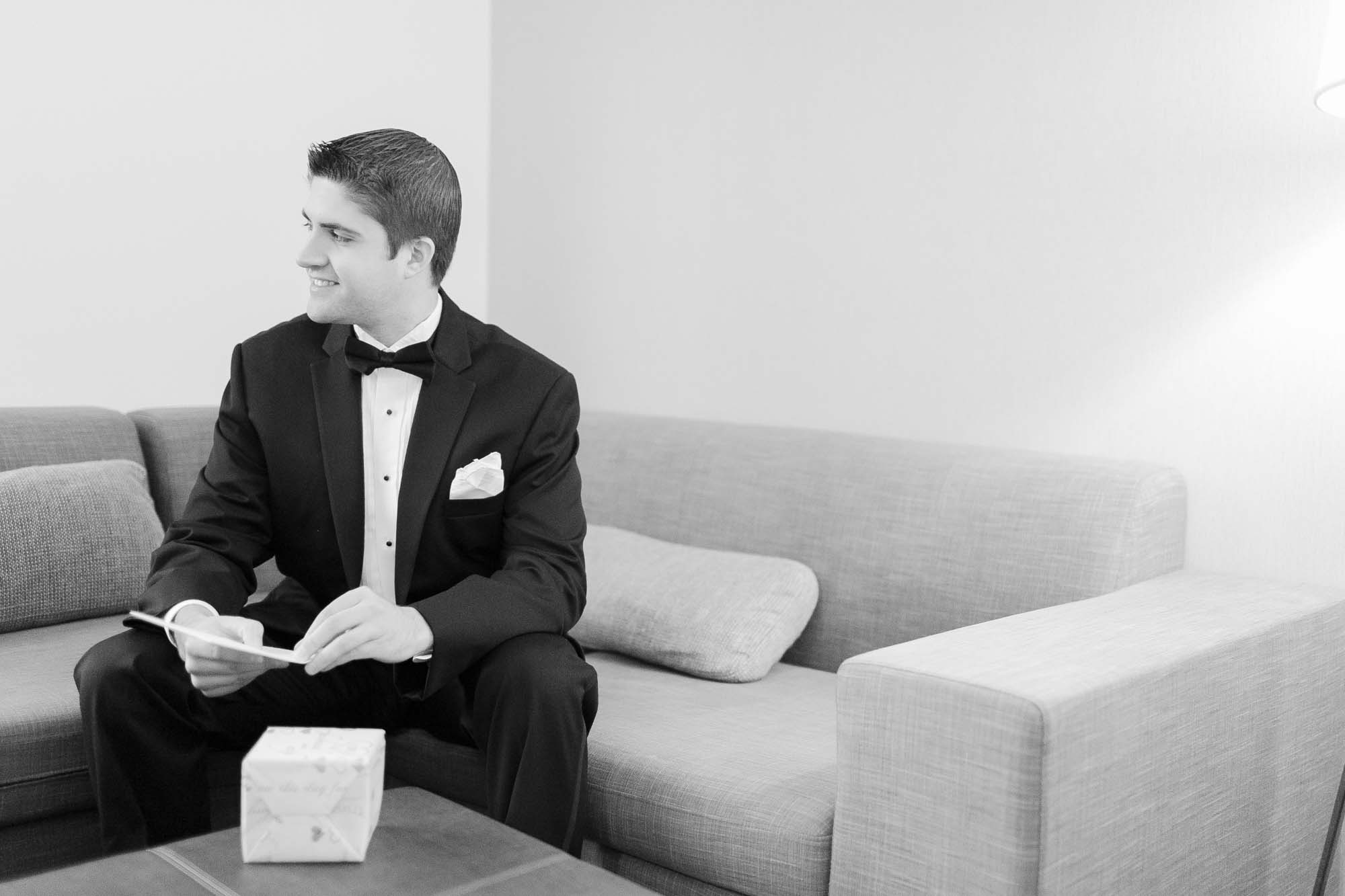 Groom Getting Ready At Pierce House Lincoln MA