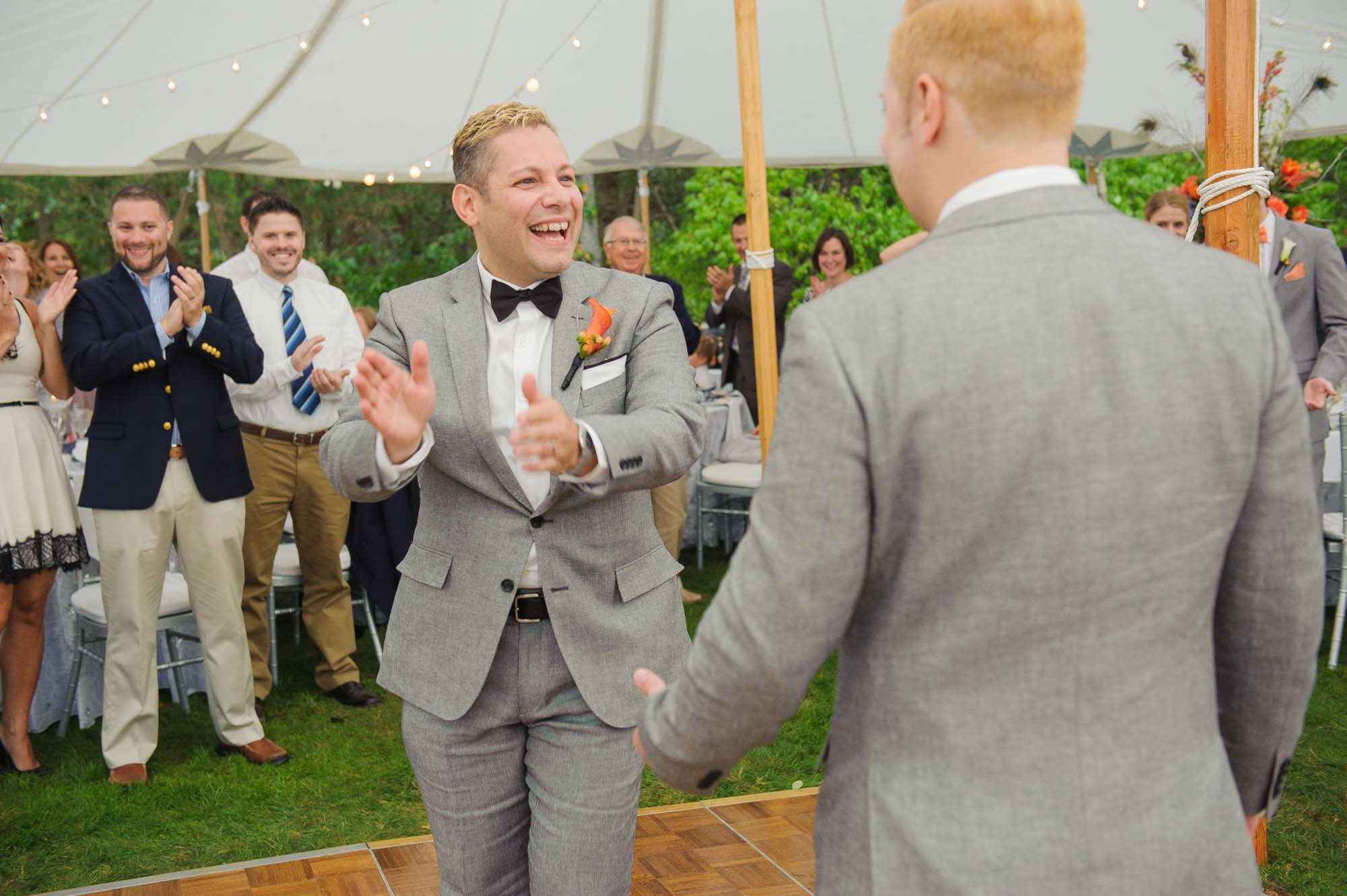 LGBTQ Backyard Wedding First Dance Reception Tent