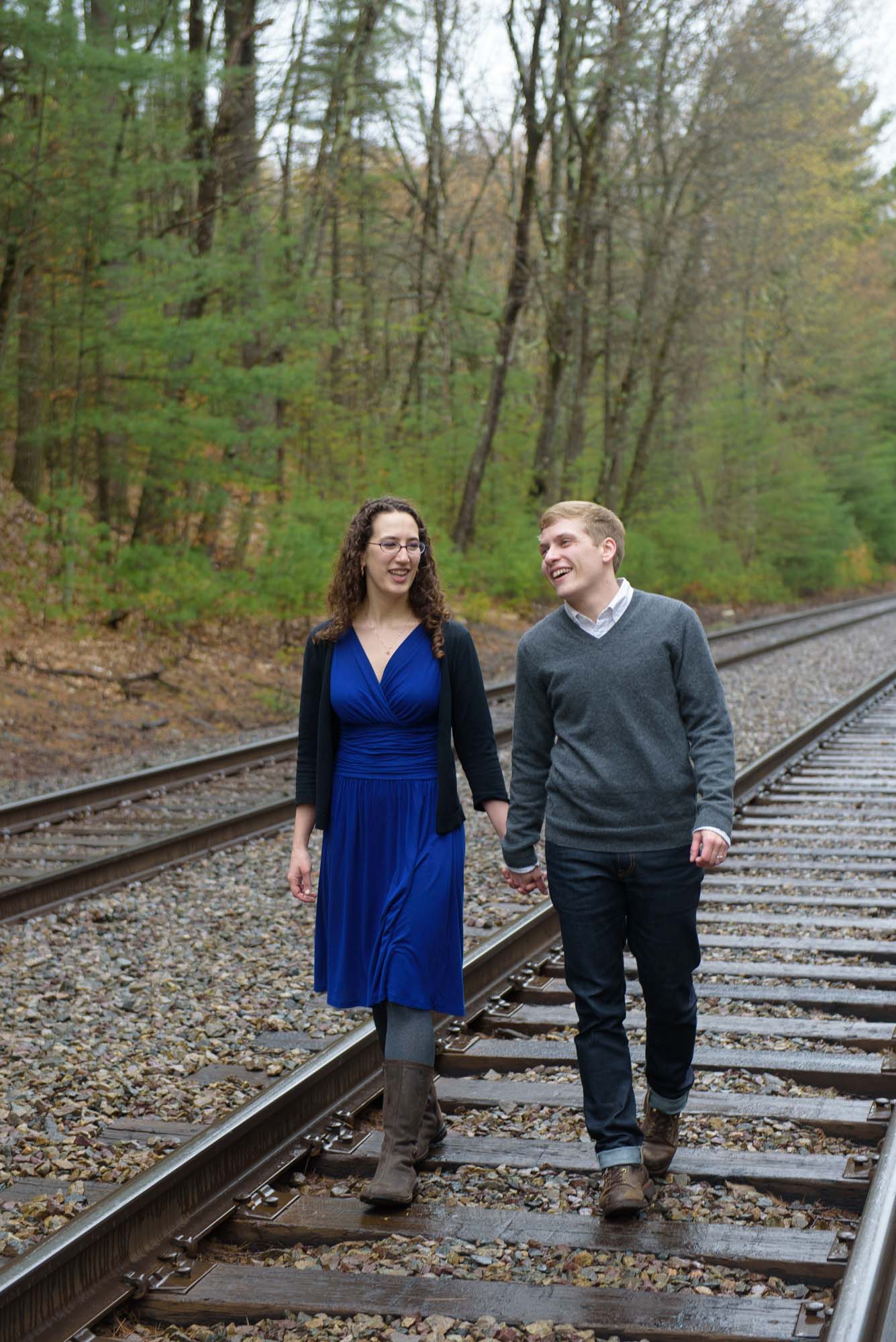 LGBTQ Couple Engagement Session Rail Tracks Concord MA