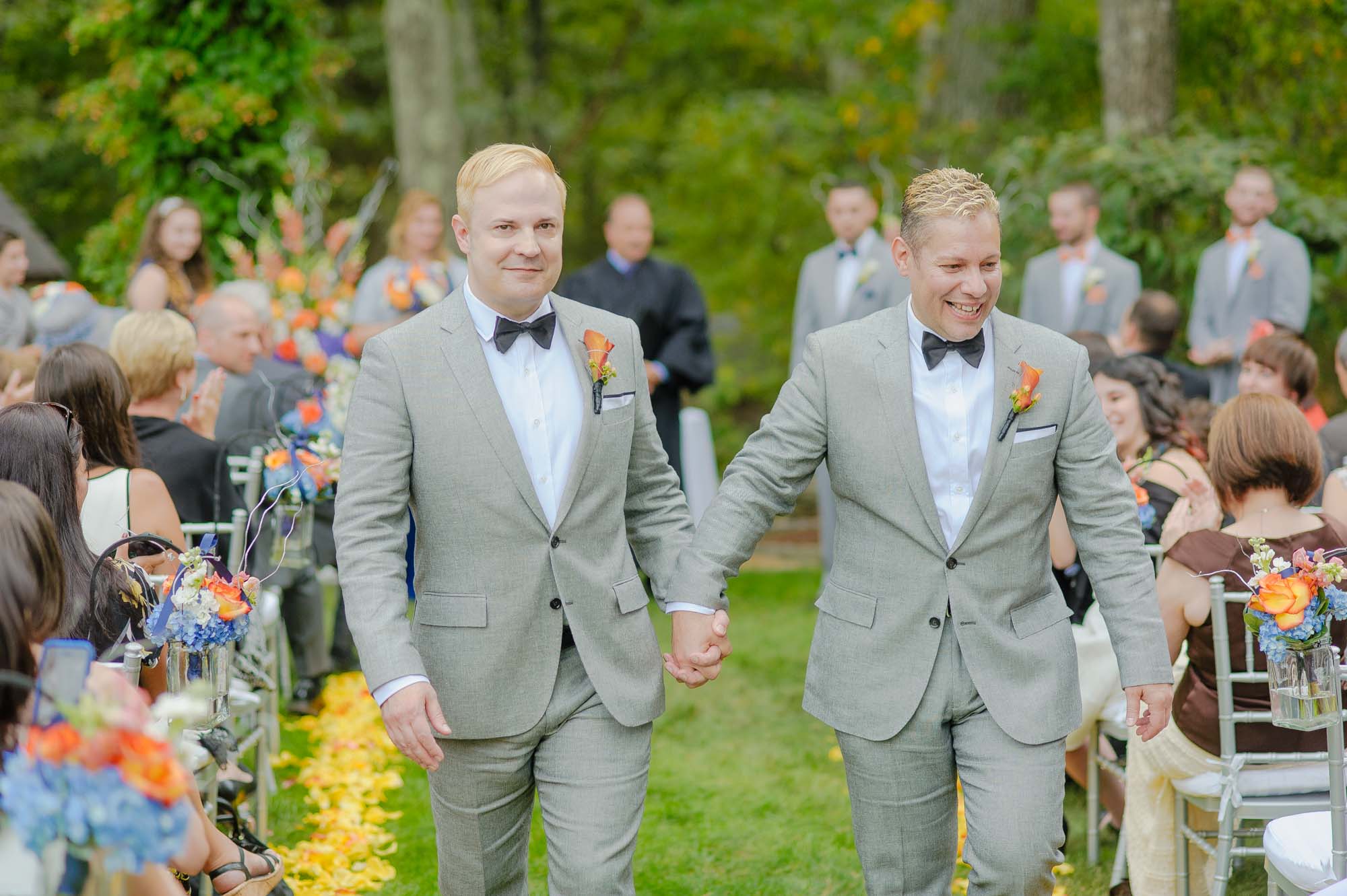 LGBTQ Wedding Walk Down Aisle Together Masachusetts