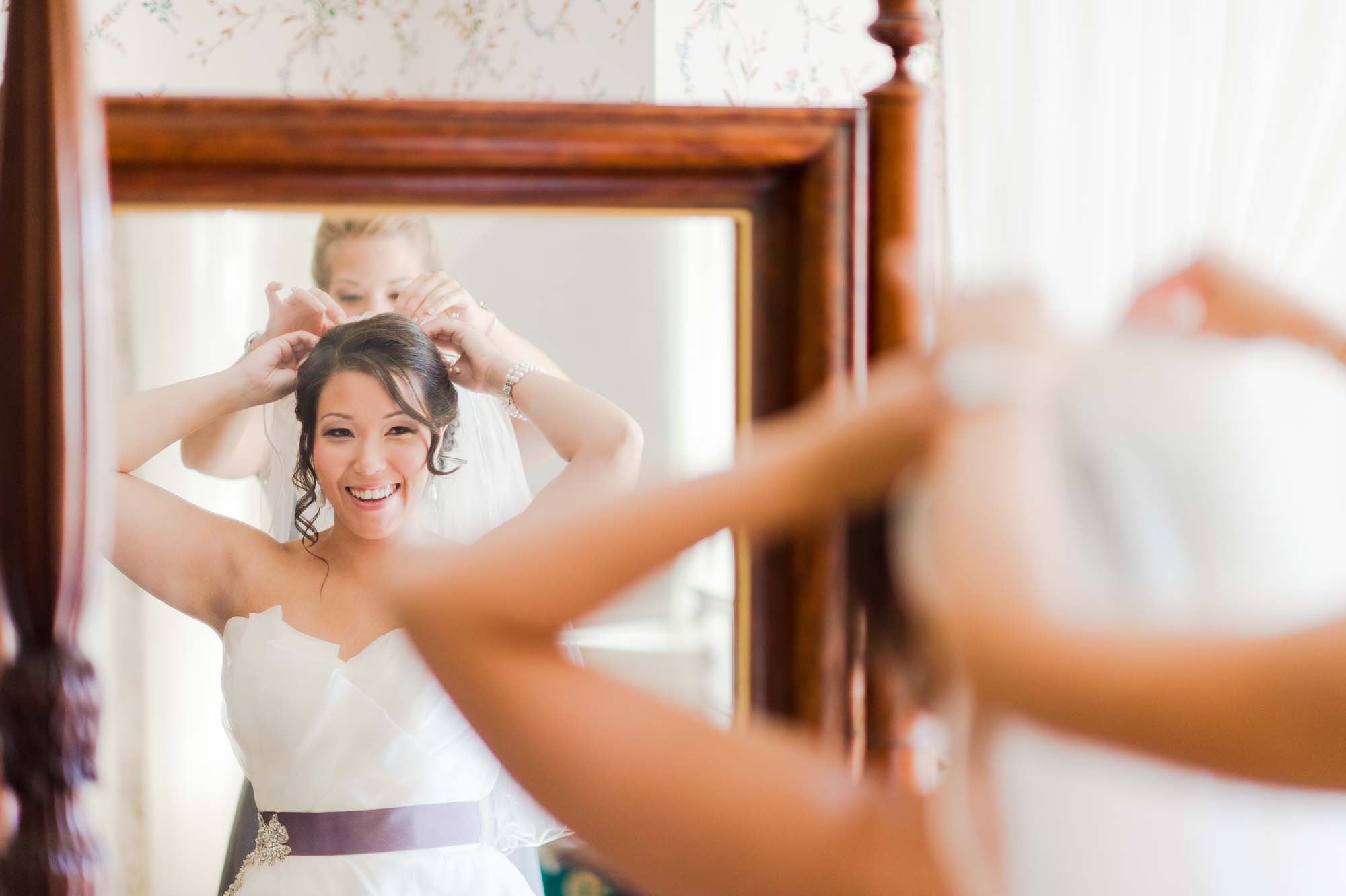 Lyman Estate Wedding Getting Ready Bride