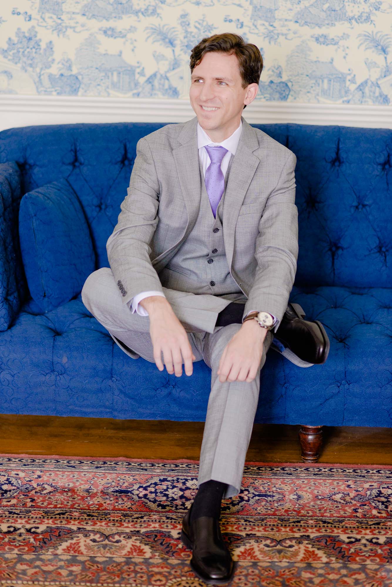 Lyman Estate Wedding Groom Laughing