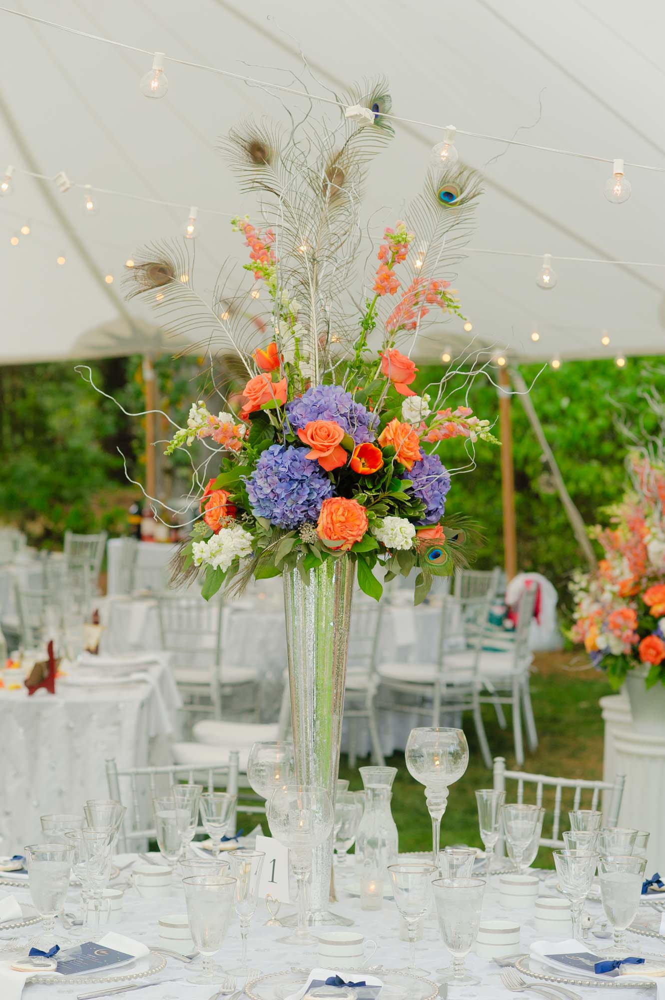MA Backyard Wedding Reception Tent Table Setup