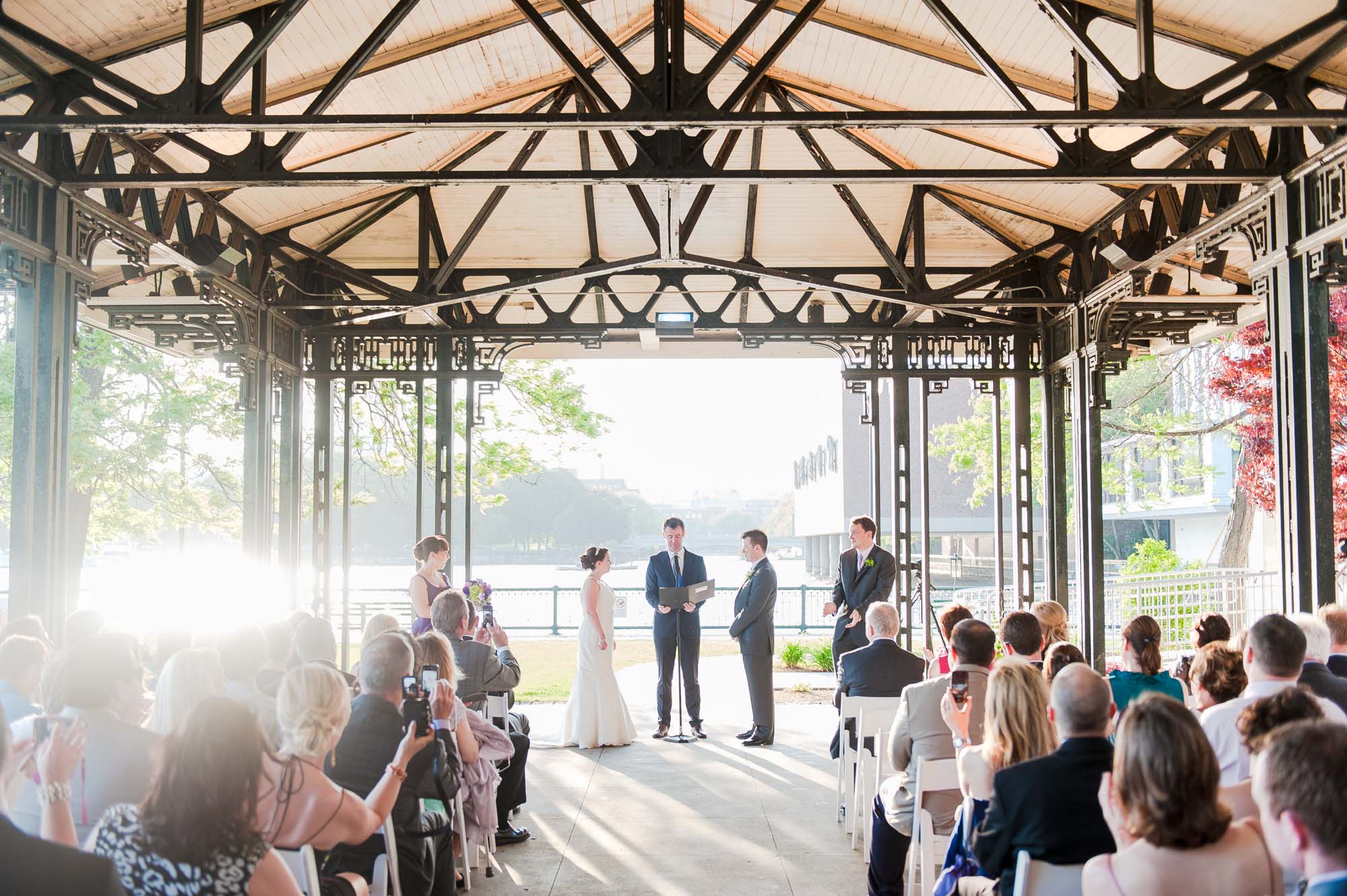 Museum Of Science Boston Washburn Pavilion Waterfront Wedding Cermeony Outdoors