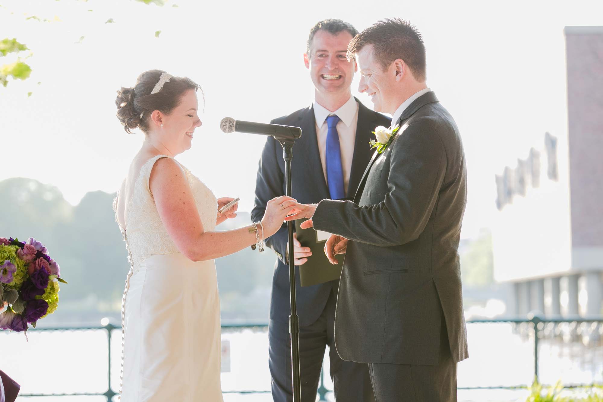 Museum Of Science Boston Outdoor Wedding Cermeony Ring Exchange