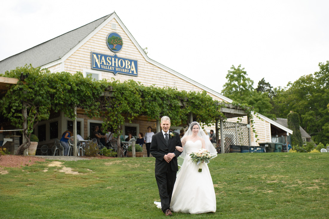 Nashoba Winery Wedding Ceremony Bride And Dad