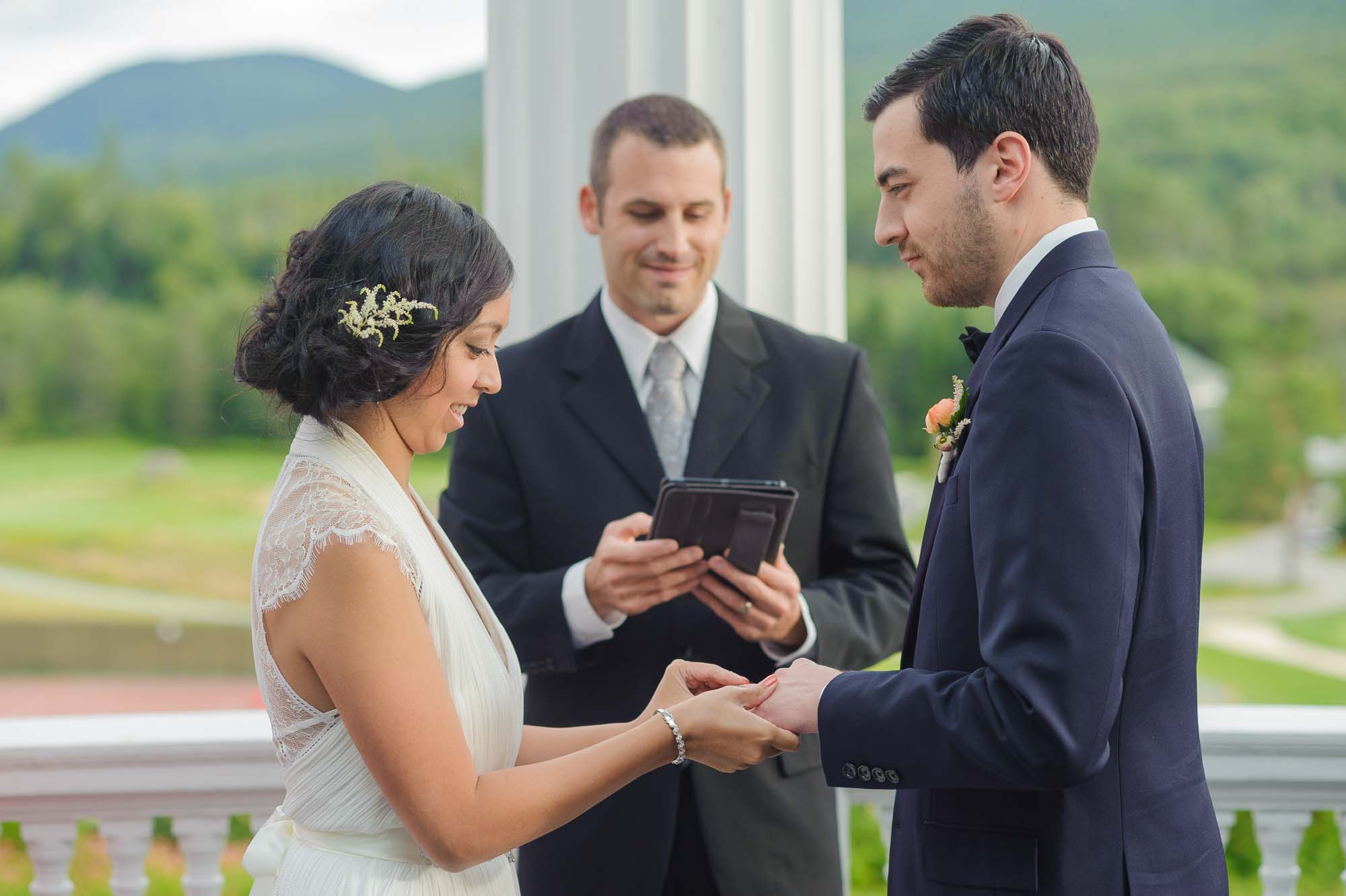 Omni Mount Washington Resort South Veranda Wedding Ceremony Ring Exchange