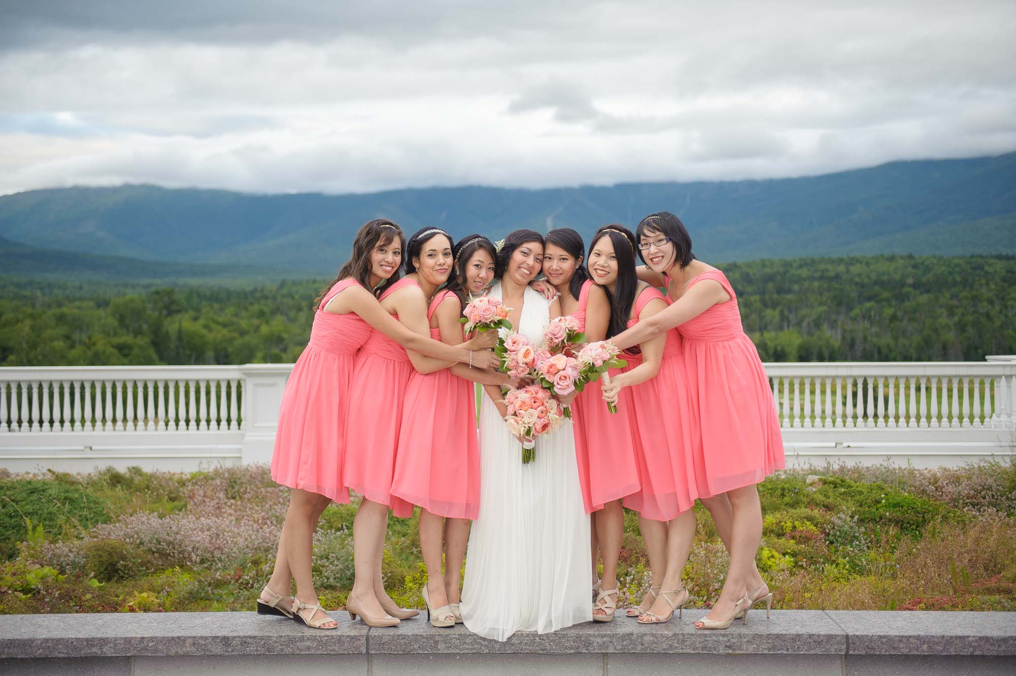 Omni Mount Washington Resort Wedding Bridesmaids Hugging