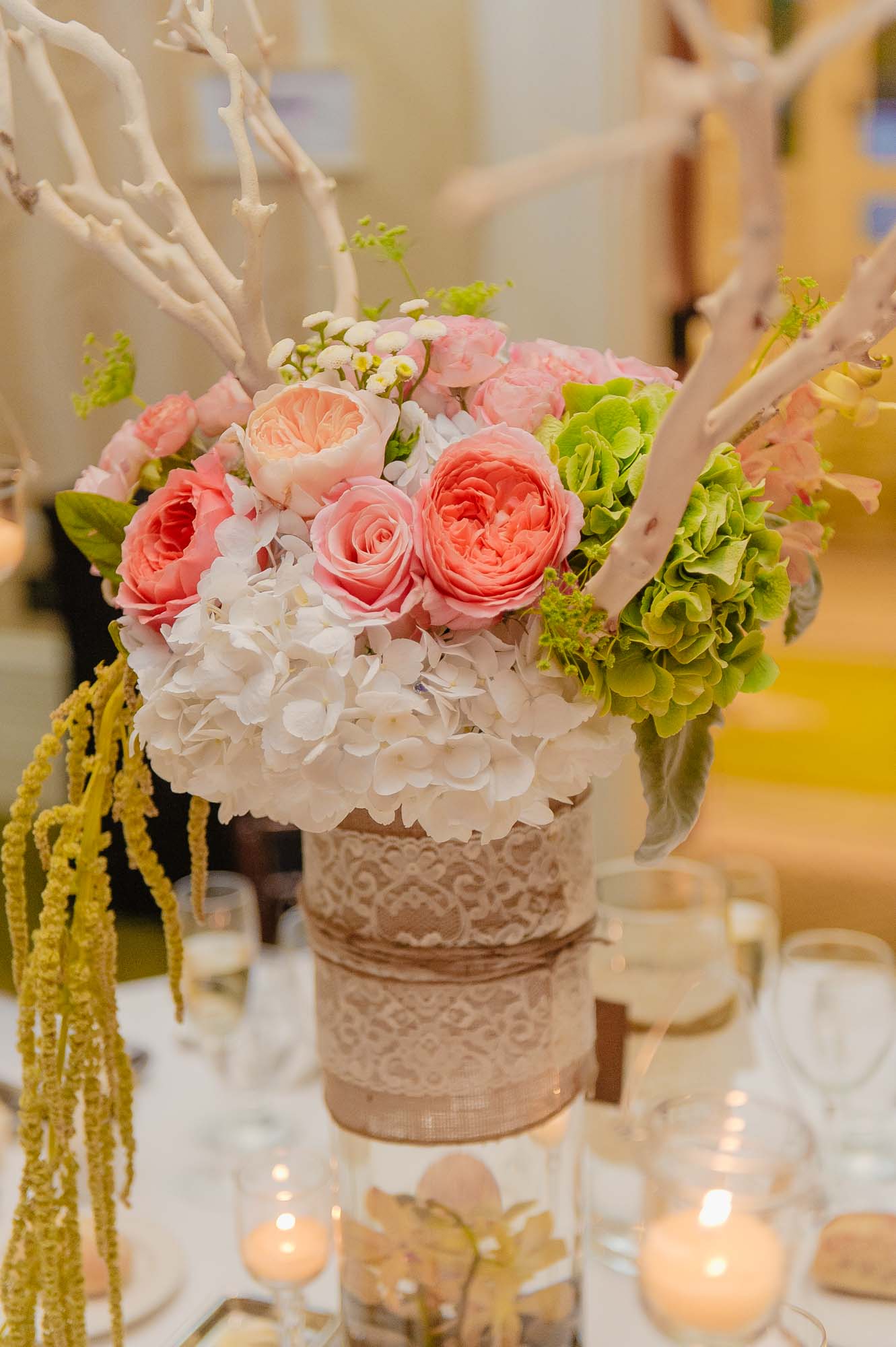 Omni Mount Washington Resort Wedding Reception Flower Centerpiece