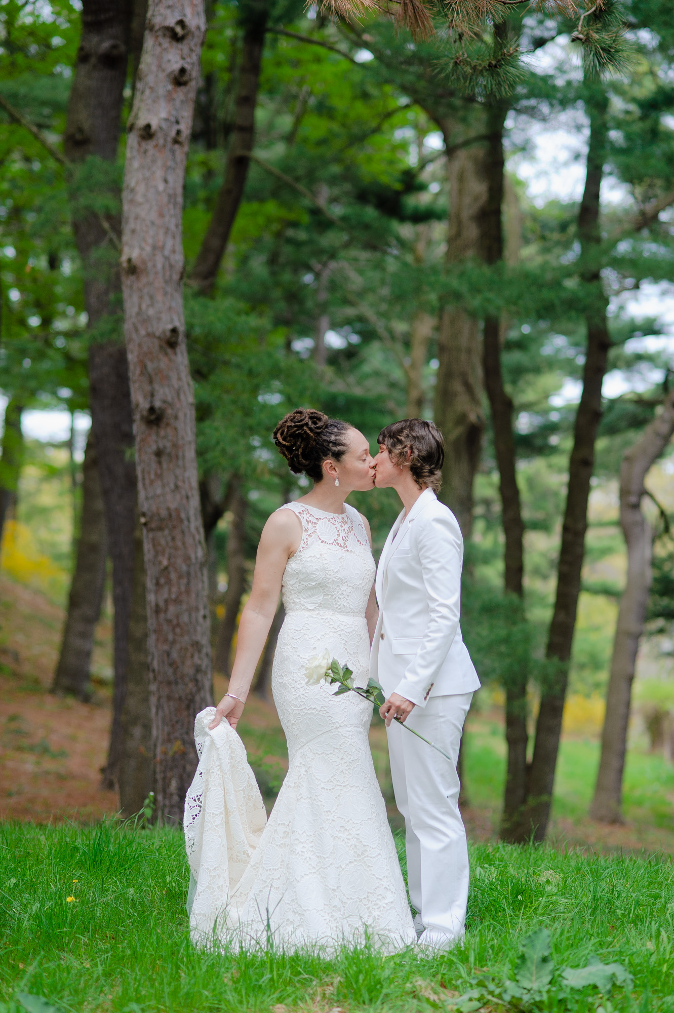 Queer Lesbian Wedding Outdoors Nature Boston Arnold Arboretum