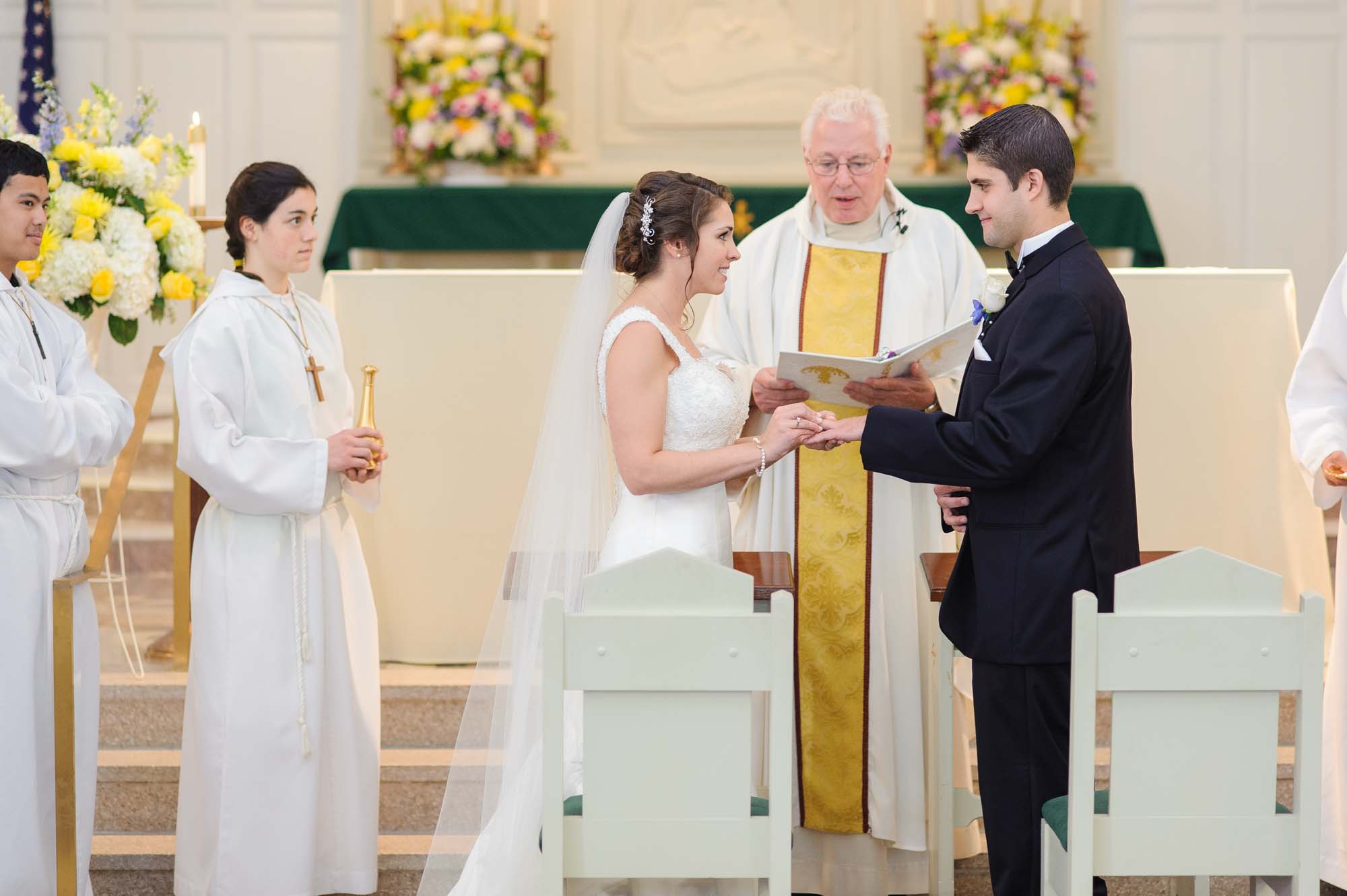 Saint Brigid Parish Lexington MA Wedding Ceremony Ring Exchange