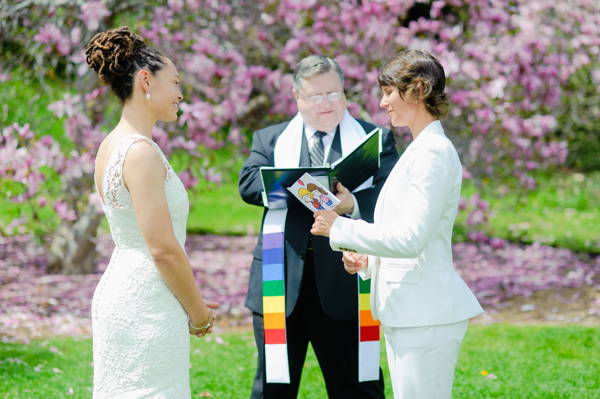 Same Sex Lesbian Wedding Ceremony Vow Arnold Arboretum Cherry Blossom