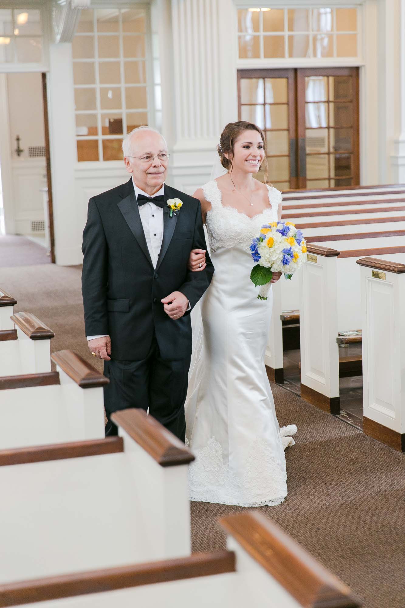 St. Brigid Parish Lexington MA Wedding Ceremony Father Bride Walk Down Aisle