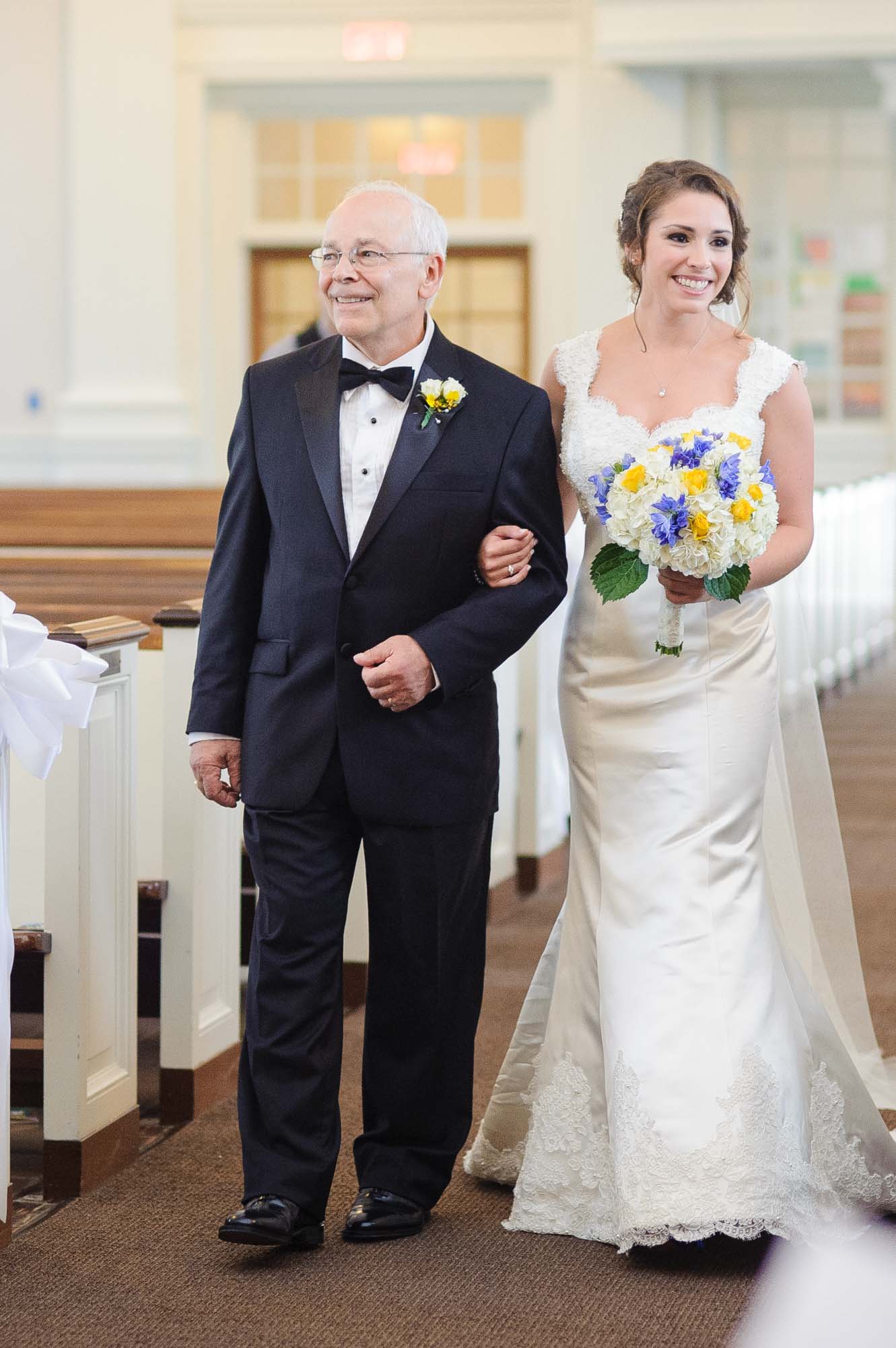 St. Brigid Parish Lexington MA Wedding Father Bride Aisle