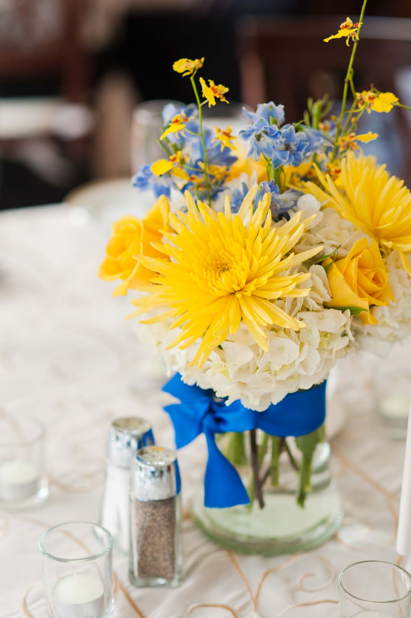Wedding Centerpiece Yellow Flowers Pierce House