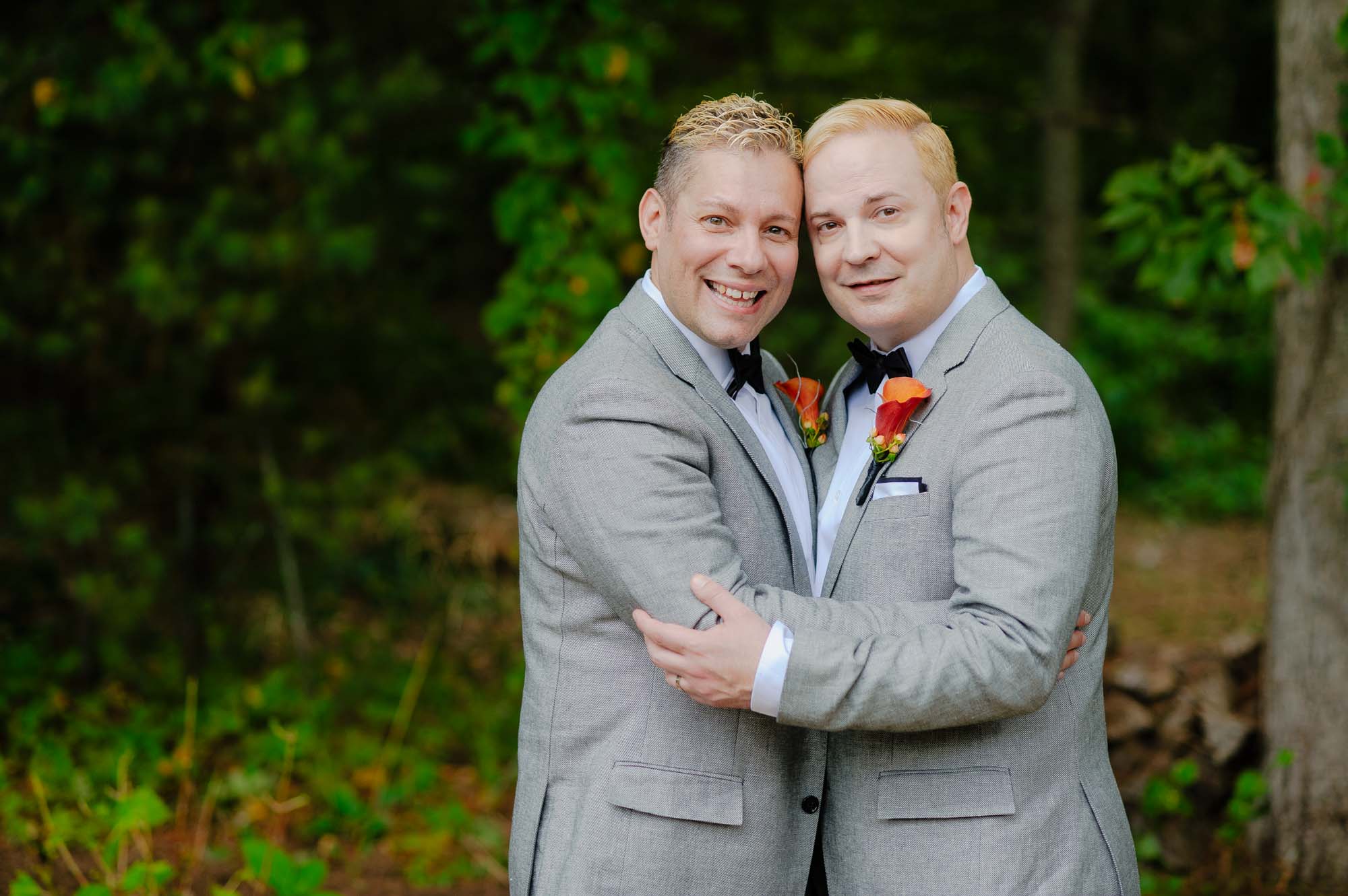 Backyard Same Sex Gay Wedding Grooms Portrait Massachusetts