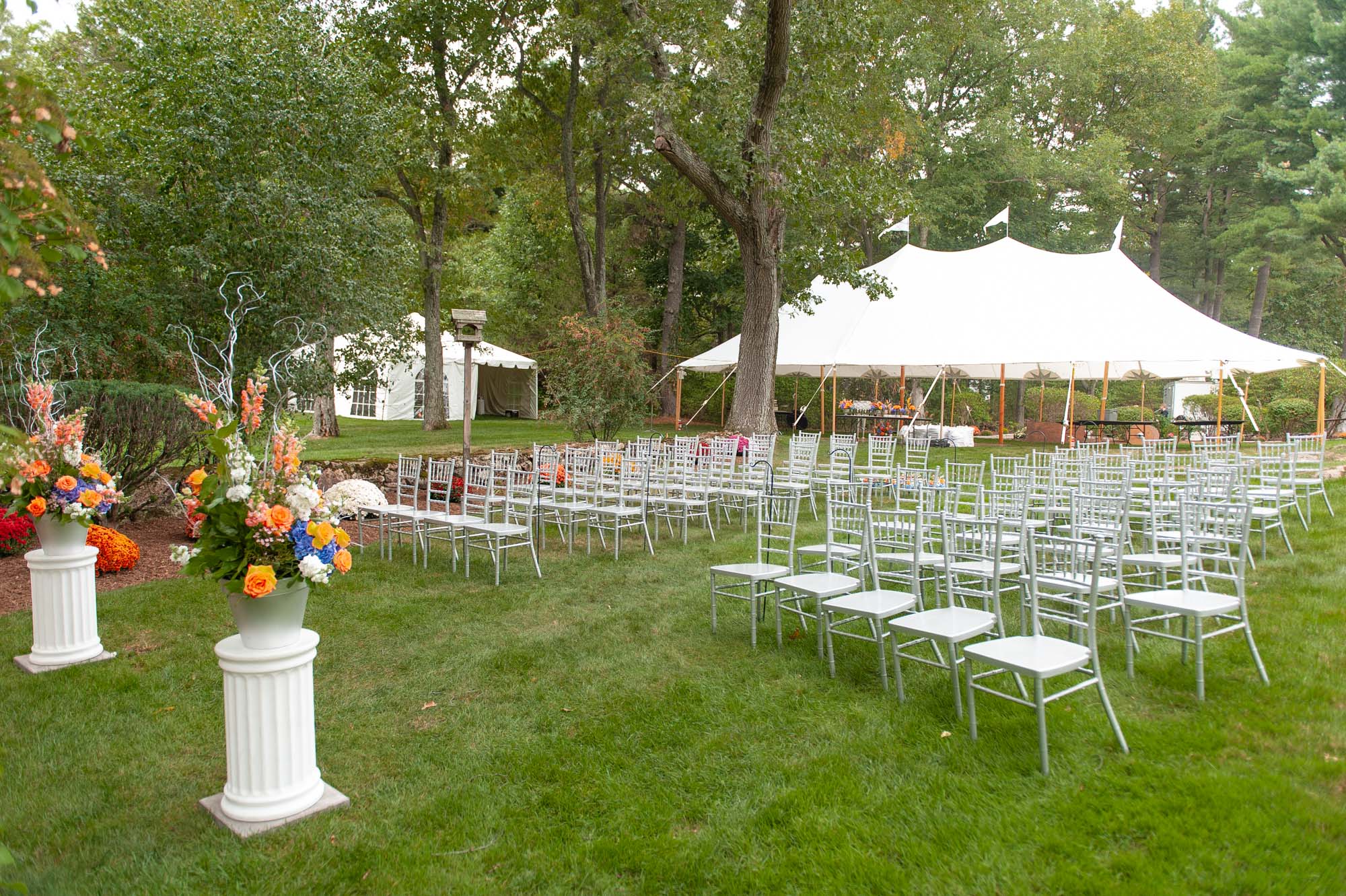 Backyard Wedding Ceremony Chairs Setup