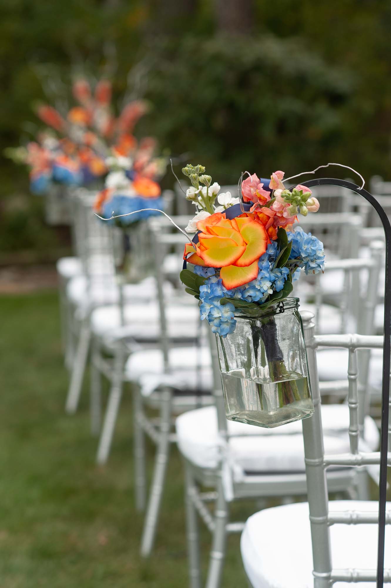 Backyard Wedding Ceremony Chairs Setup