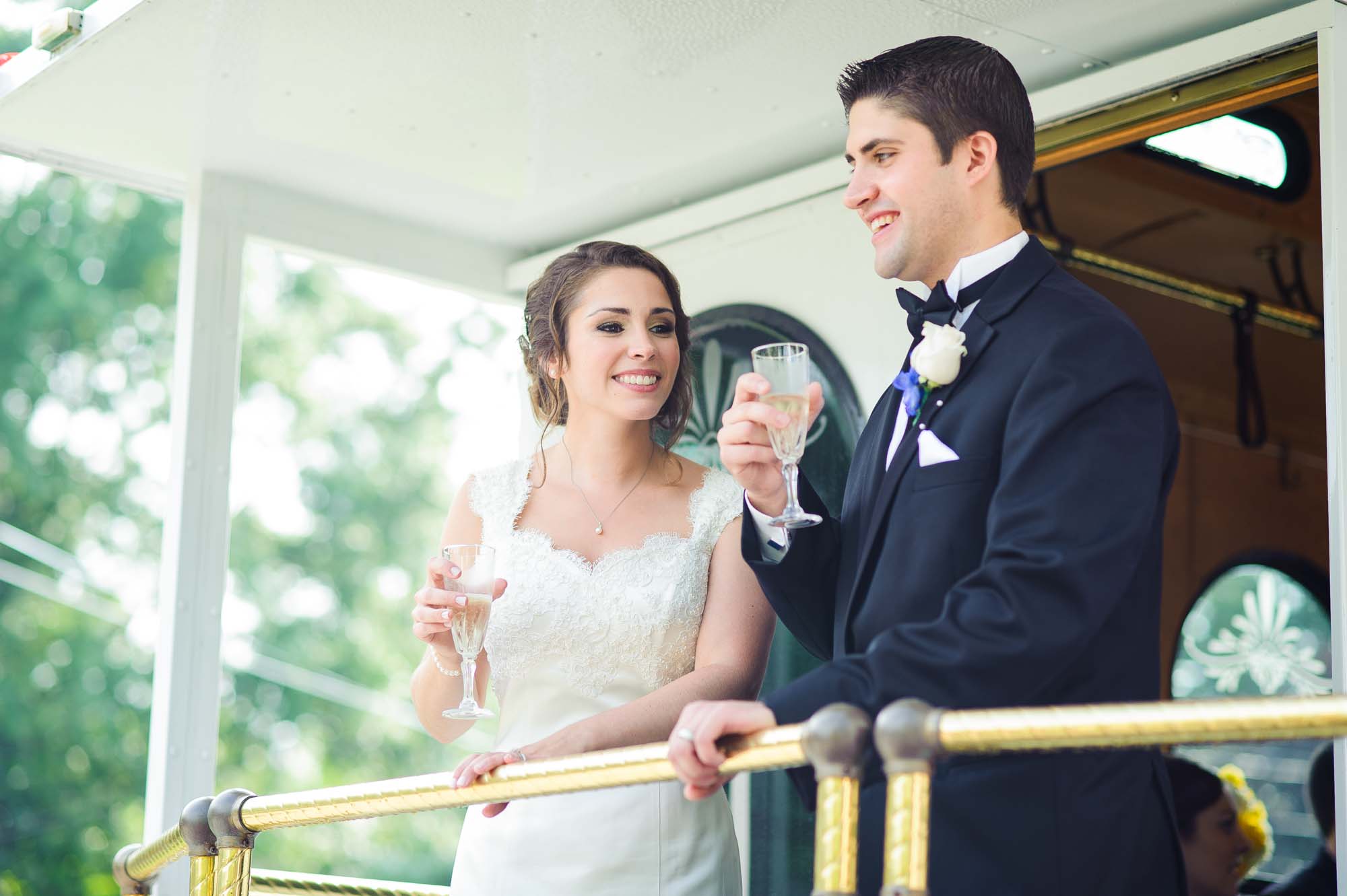 Bride Groom On Just Married Trolley