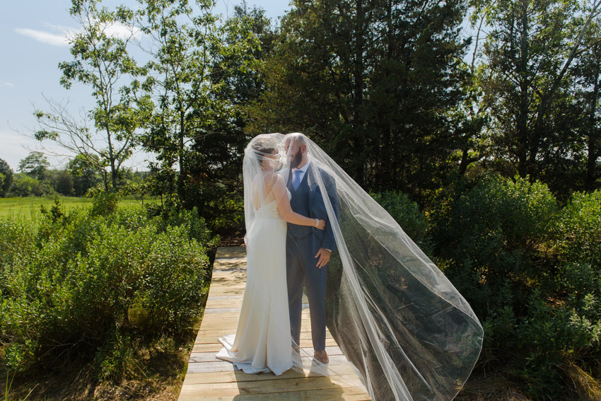 Bride With Long Veil Summer Wedding