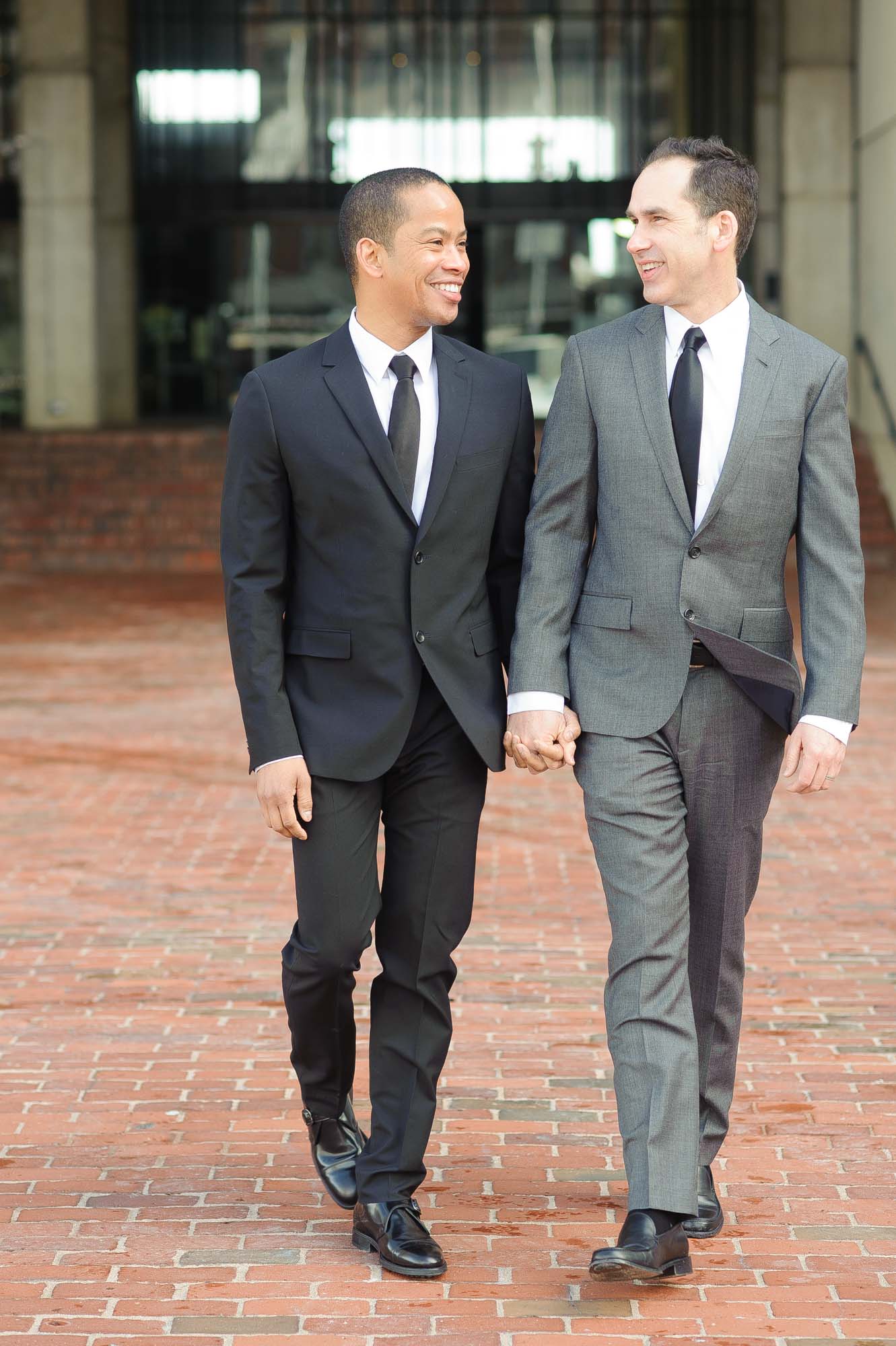 Gay Couple Holding Hands Walking Boston City Hall James Bill