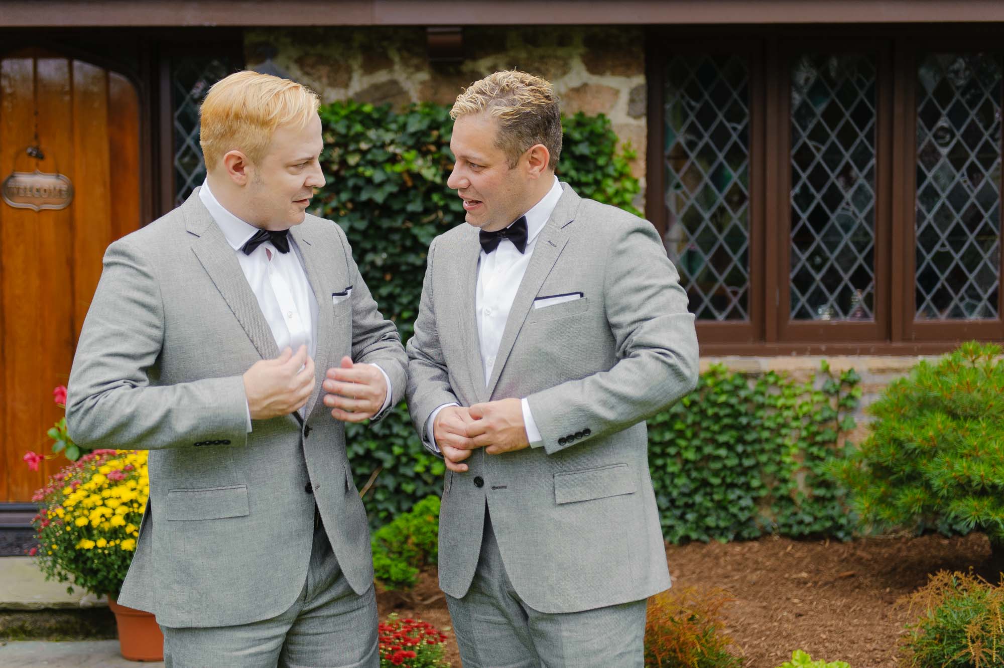 Grooms Getting Ready Backyard Gay Wedding MA