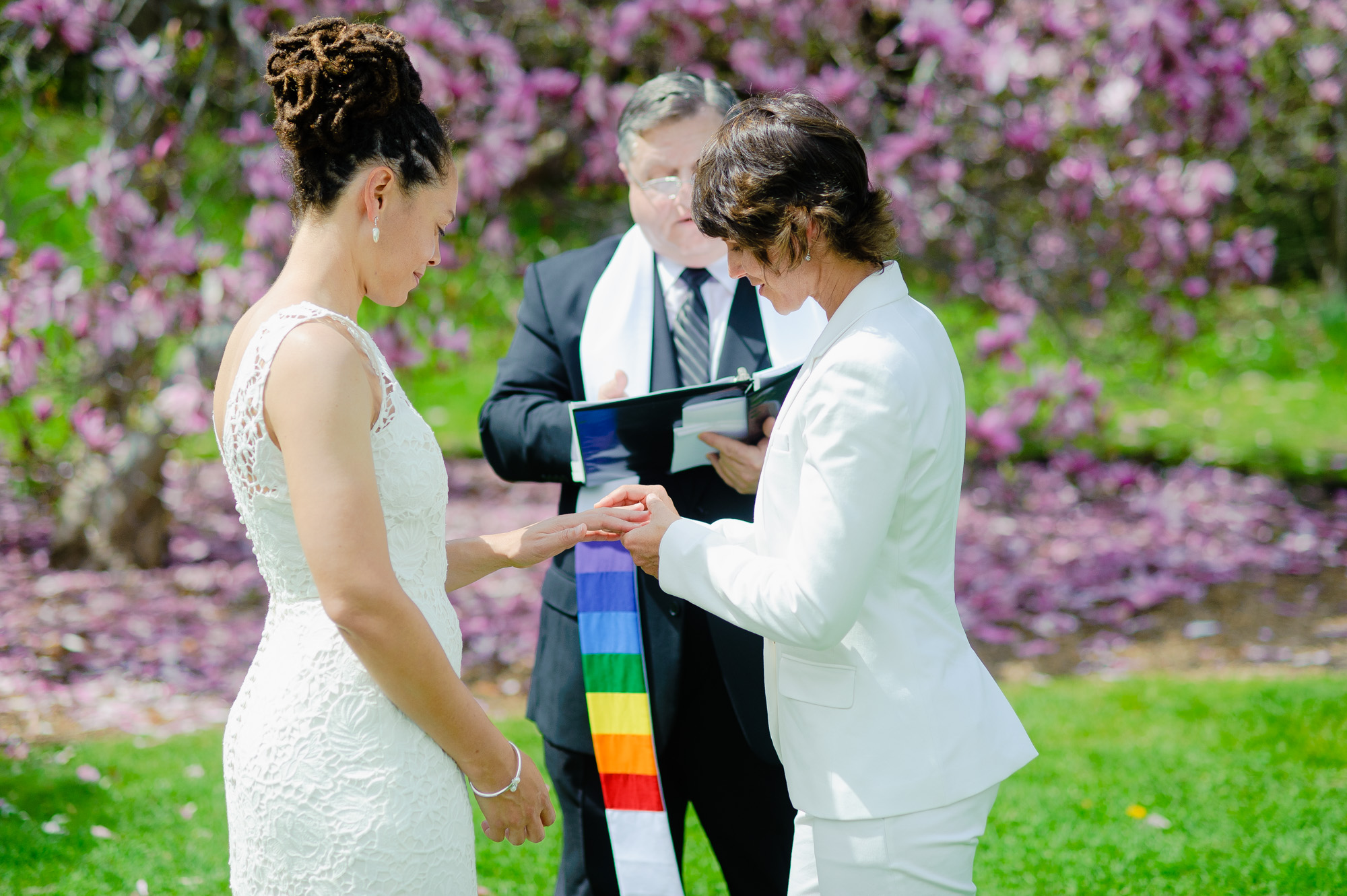 Lesbian Boston Wedding Ceremony Ring Exchange Arnold Arboretum