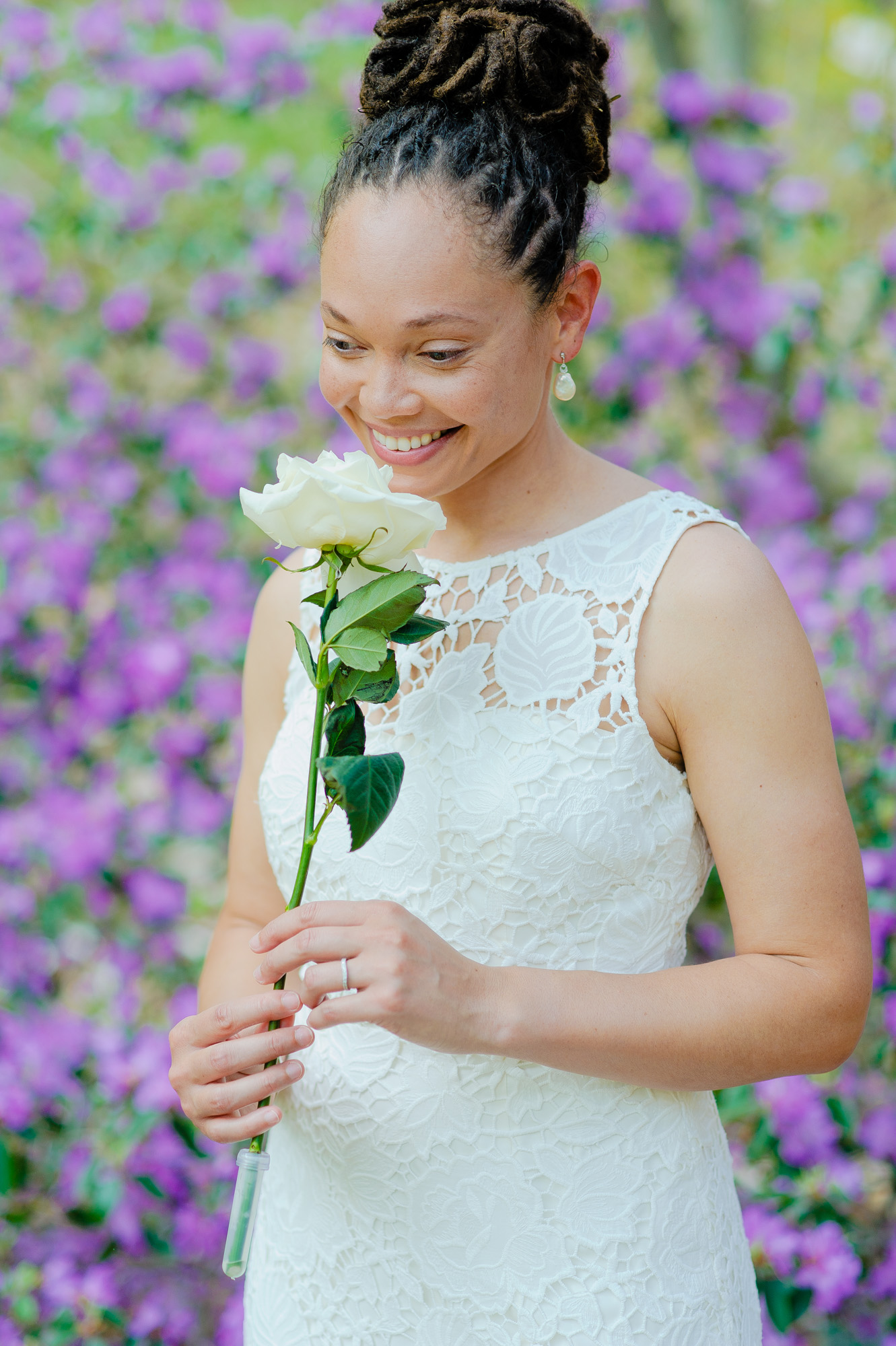 Lesbian Bride In White Dress Rose Flower