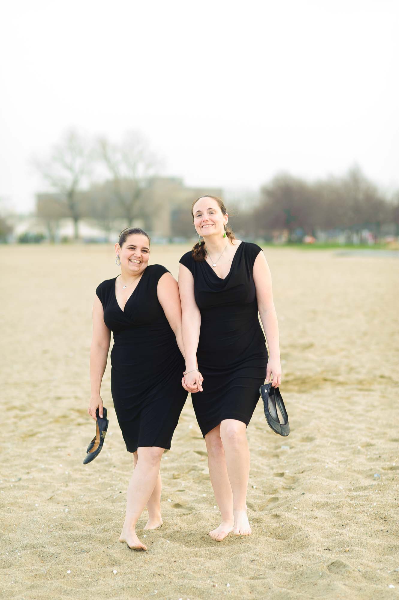 Lesbian Engagement Session Boston Carson Beach