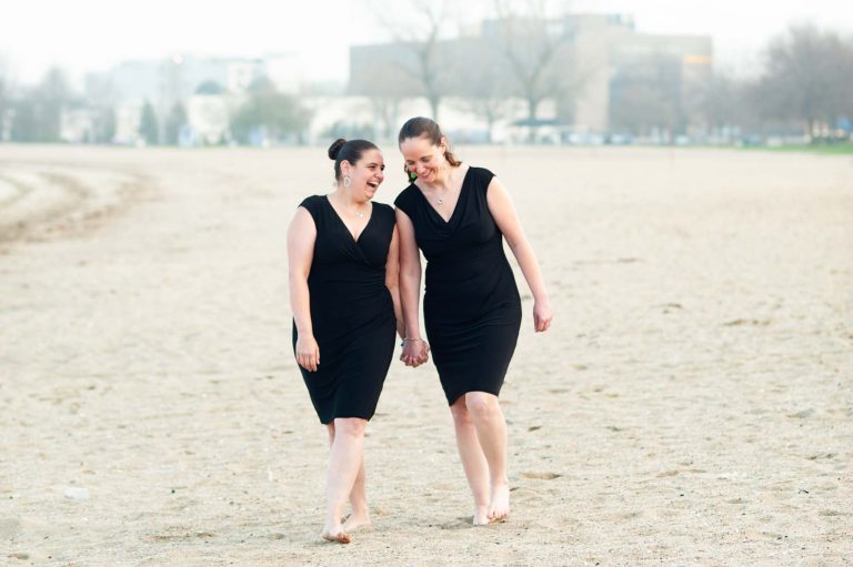 Boston Lesbian Engagement Session at Carson Beach