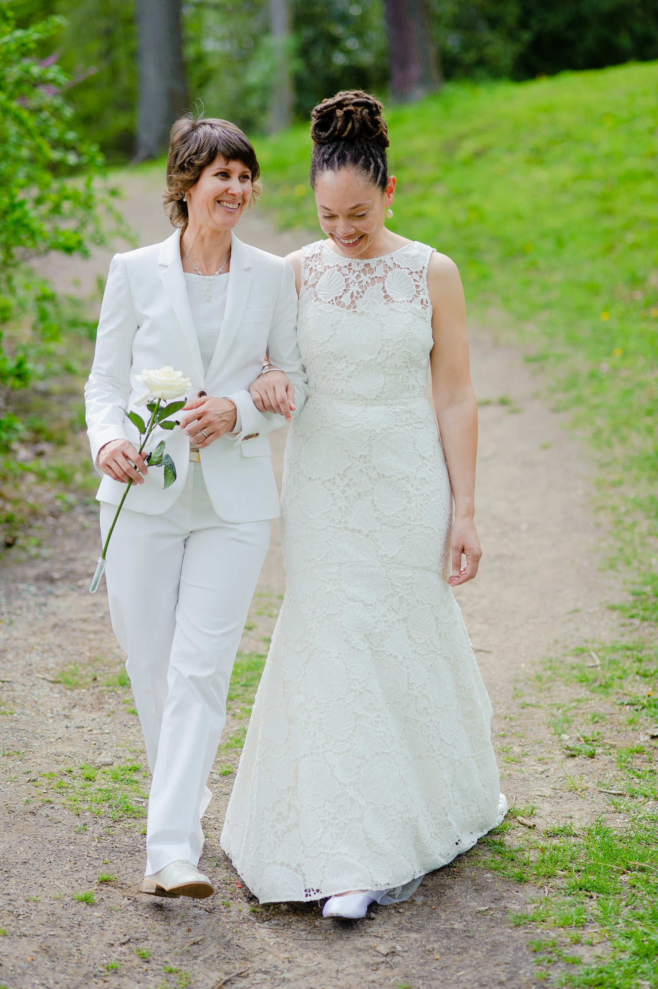 Lesbian Wedding Aisle Walk Arnold Arboretum Boston