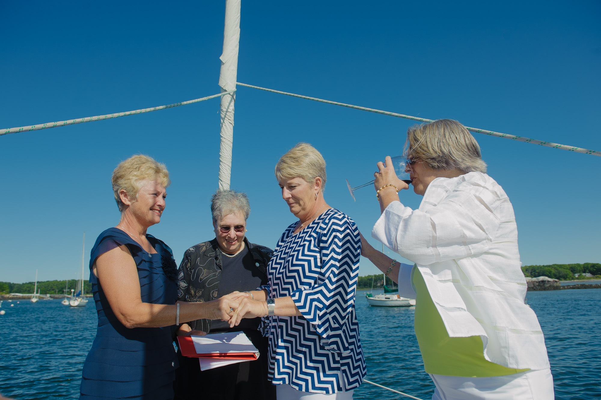 Lesbian Wedding Ceremony On Sail Boat