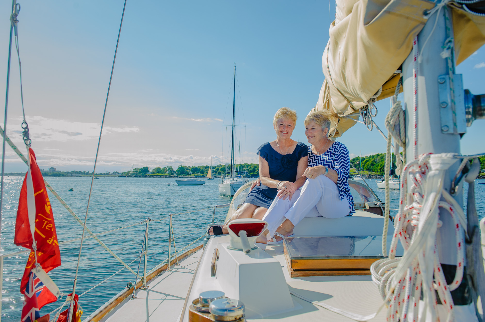 Lesbian Wedding Couple On Sail Boat