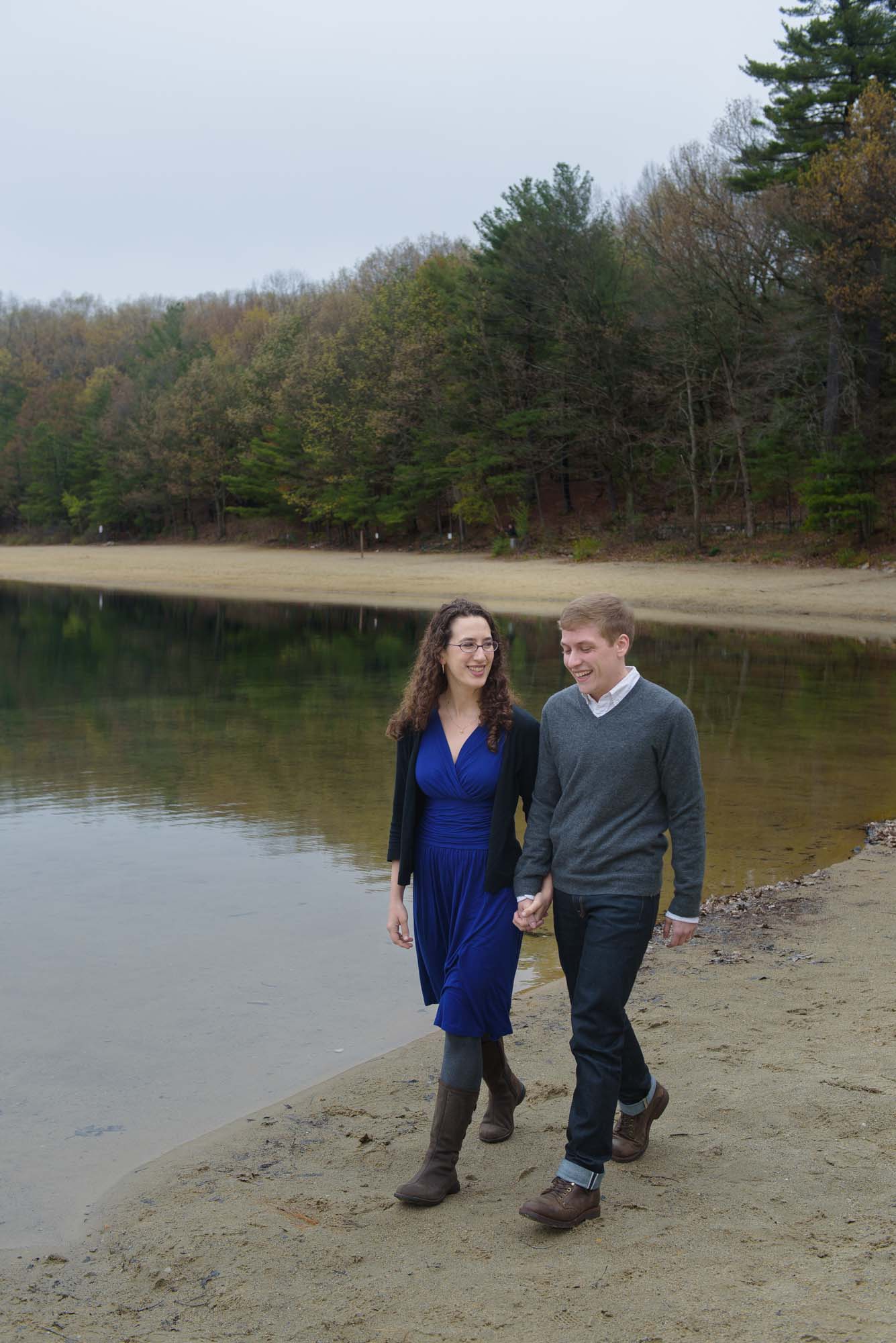 Queer Couple Engagement Session Walden Pond, Concord MA